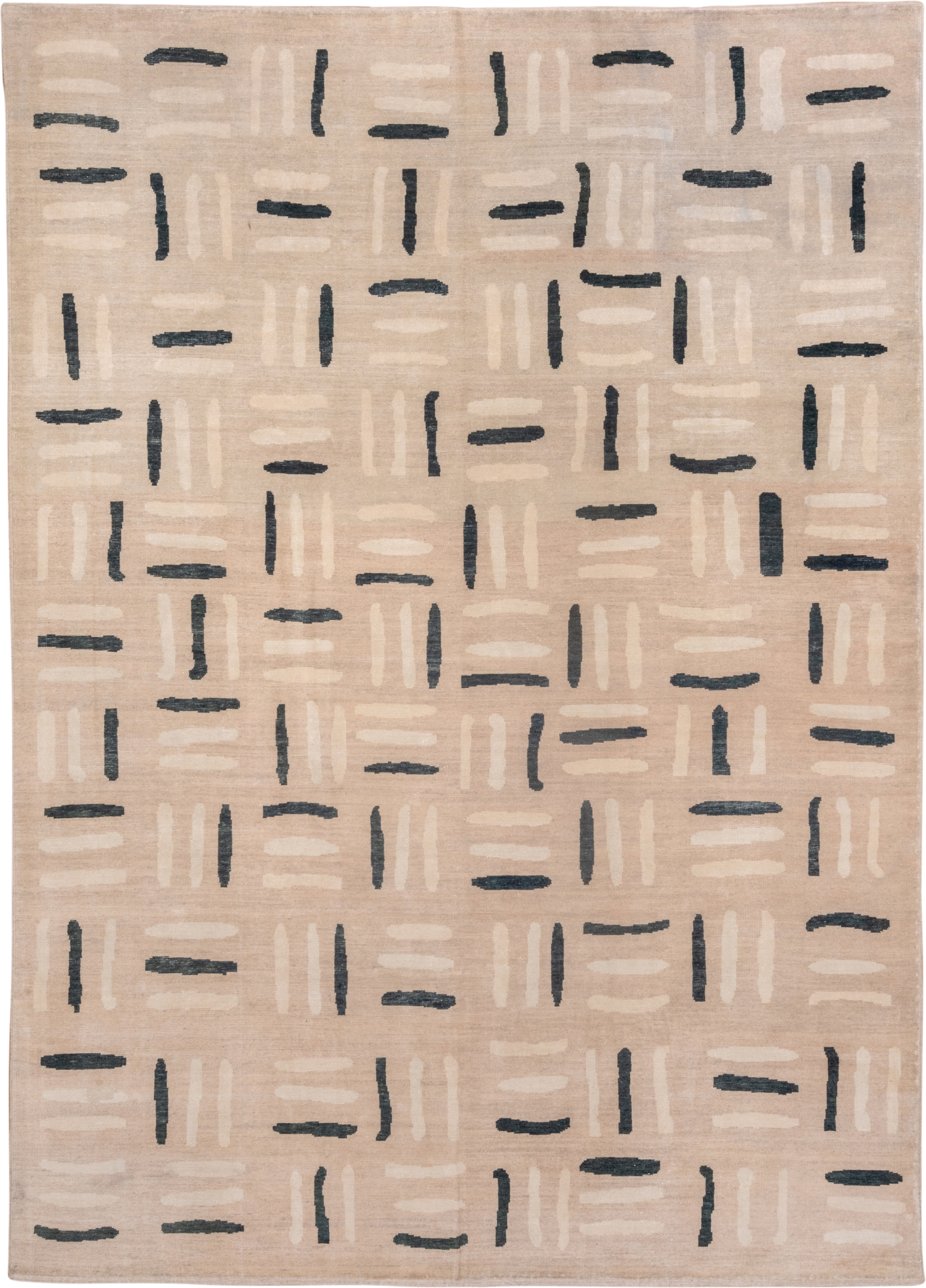 8' x 12' one-of-a-kind handmade handmade Modern large size rug. Color palette: beige, ivory, charcoal, taupe, cream, gray