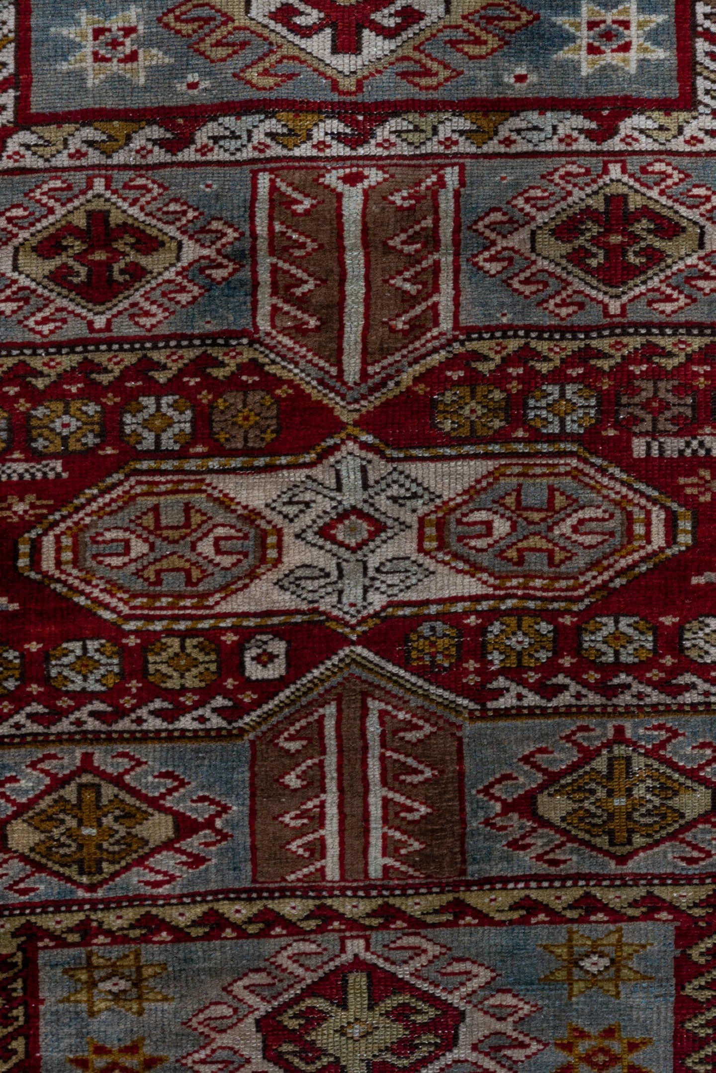 4' x 6' one-of-a-kind handmade antique Shirvan small size rug. Color palette: rust, ivory, burgundy, camel, taupe, gold