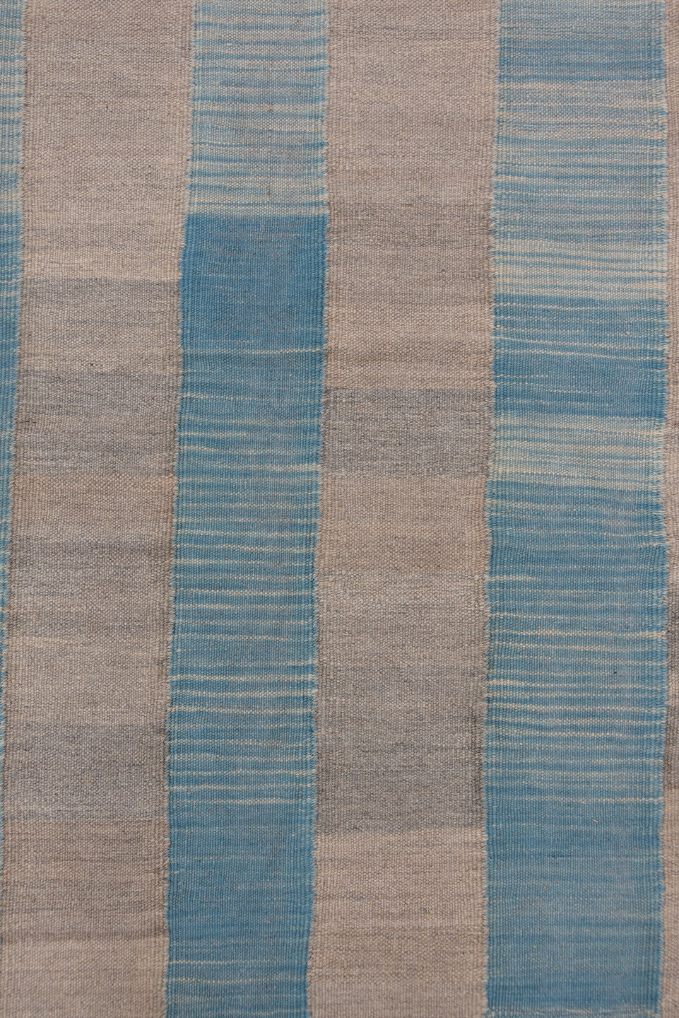 8' x 11' one-of-a-kind handmade vintage Kilim large size rug. Color palette: taupe, sky blue, beige, gray, light blue