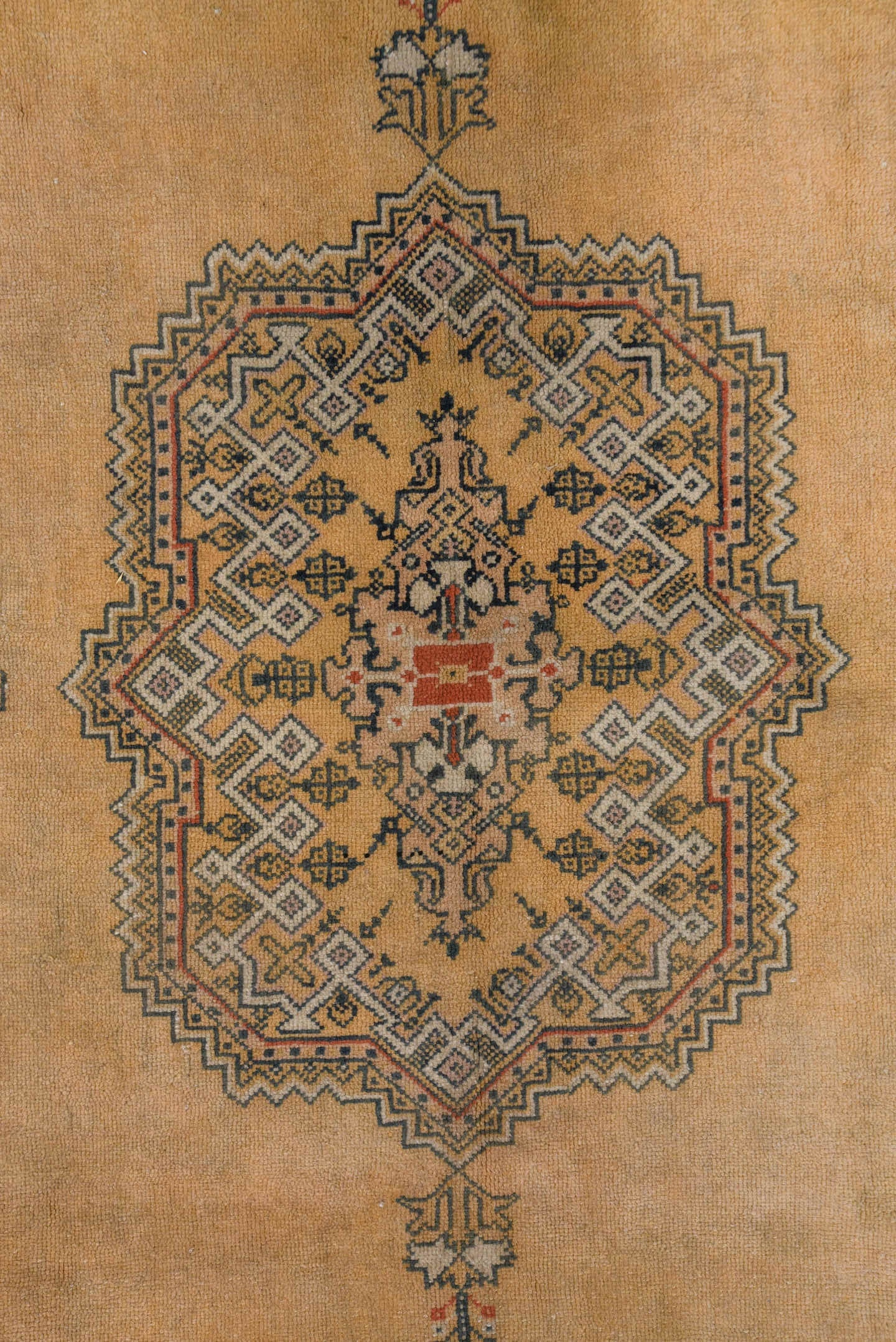 6' x 9' one-of-a-kind handmade vintage Sivas medium size rug. Color palette: camel, taupe, ivory, slate, rust, charcoal