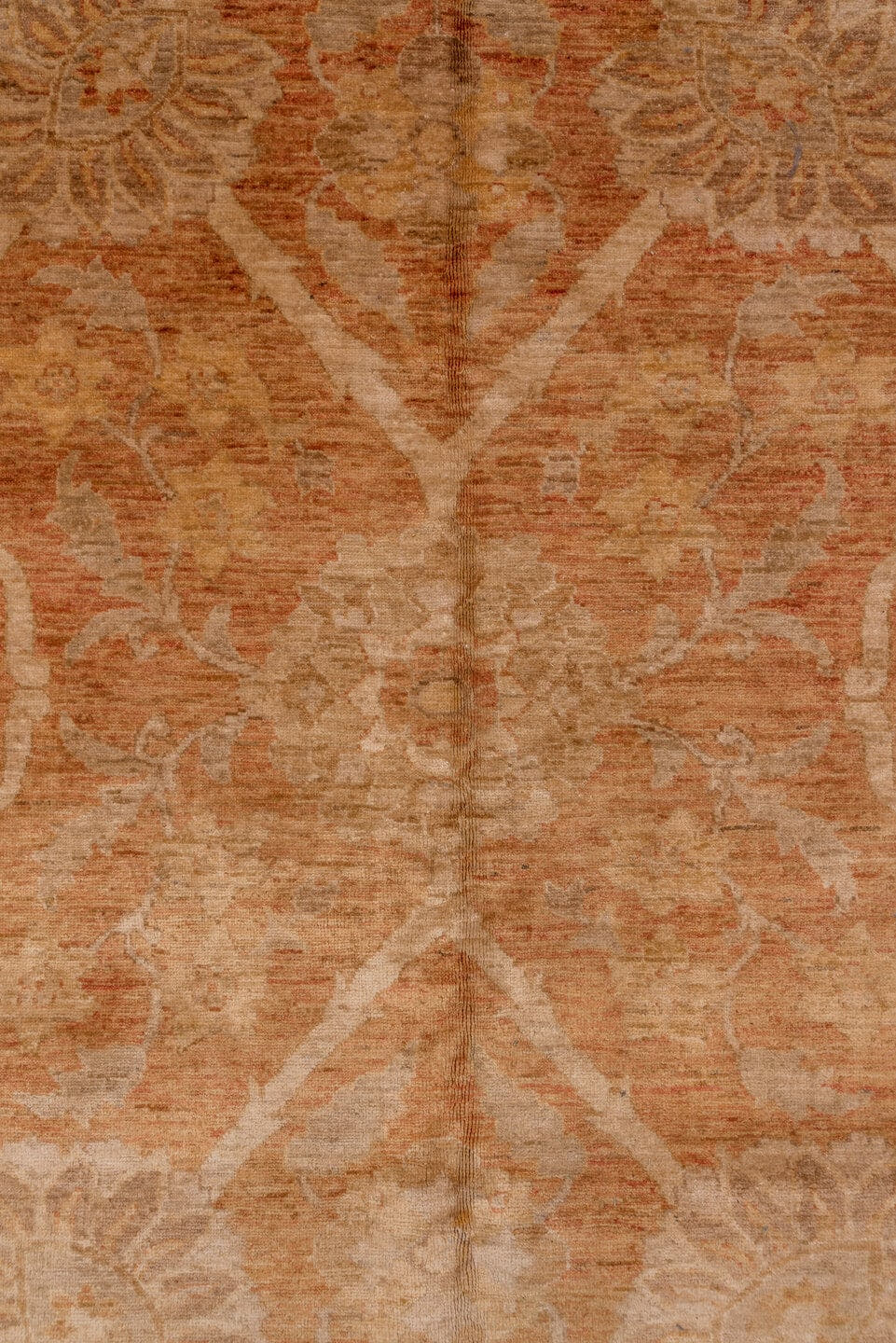 12' x 17' one-of-a-kind handmade vintage Pakistan oversize rug. Color palette: terra cotta, camel, taupe, ivory, beige