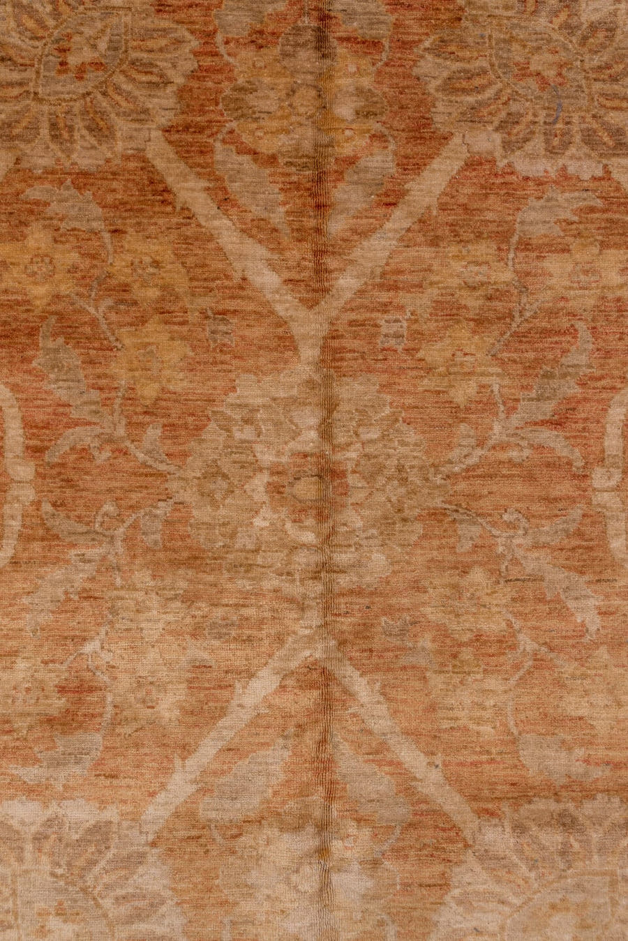 12' x 17' one-of-a-kind handmade vintage Pakistan oversize rug. Color palette: terra cotta, camel, taupe, ivory, beige