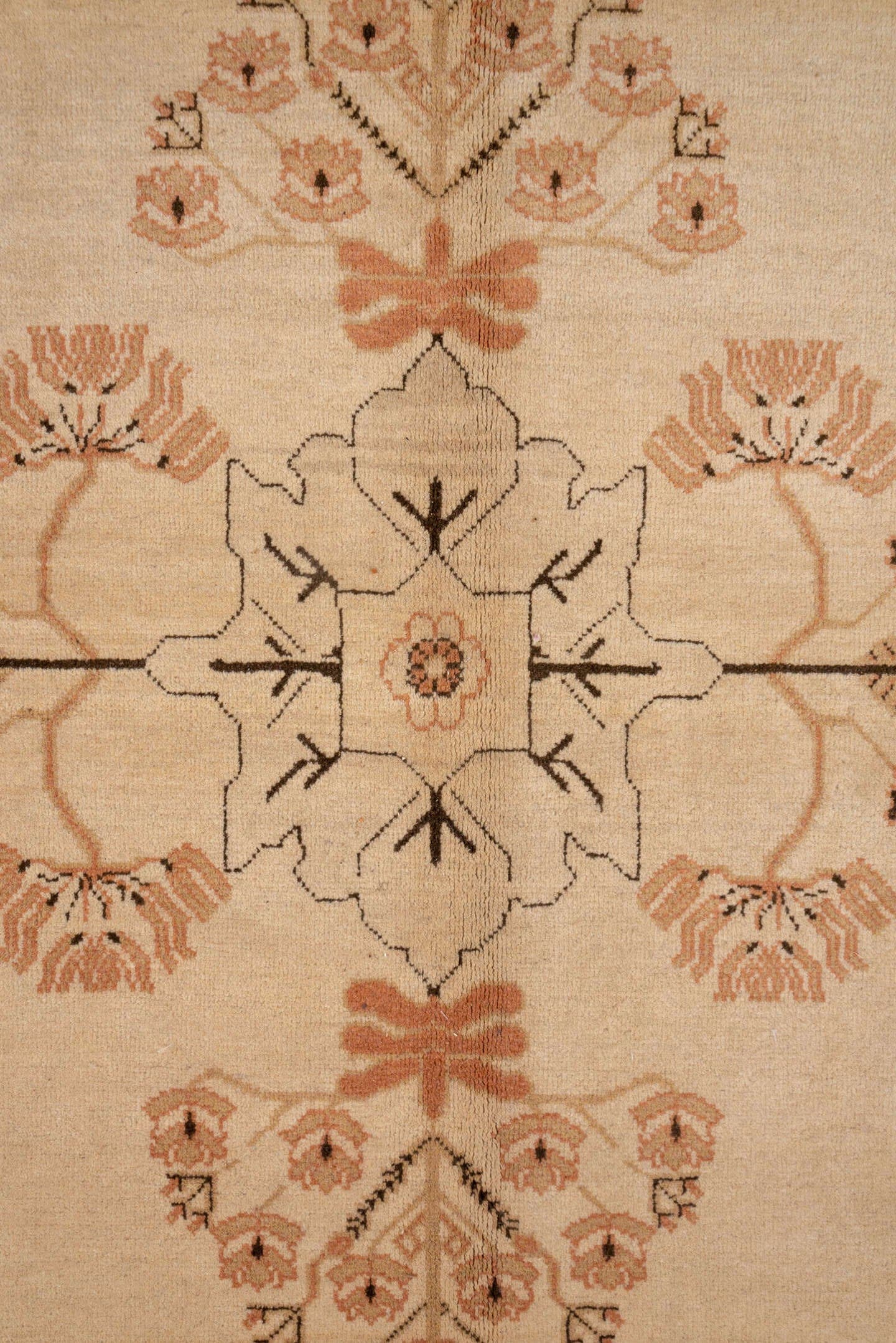 10' x 13' one-of-a-kind handmade vintage Oushak large size rug. Color palette: ivory, beige, blush, sage, terra cotta, taupe