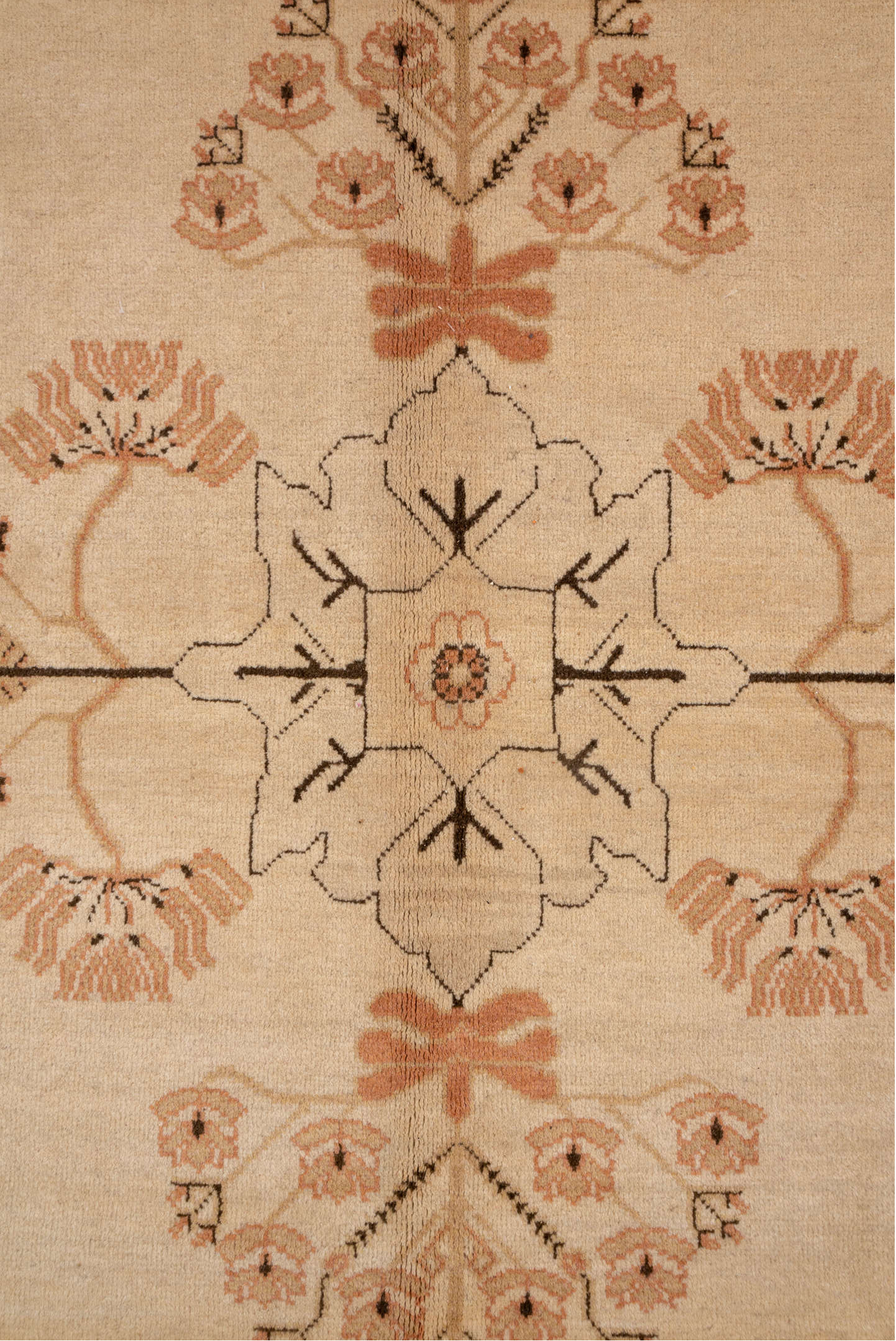 10' x 13' one-of-a-kind handmade vintage Oushak large size rug. Color palette: ivory, beige, blush, sage, terra cotta, taupe