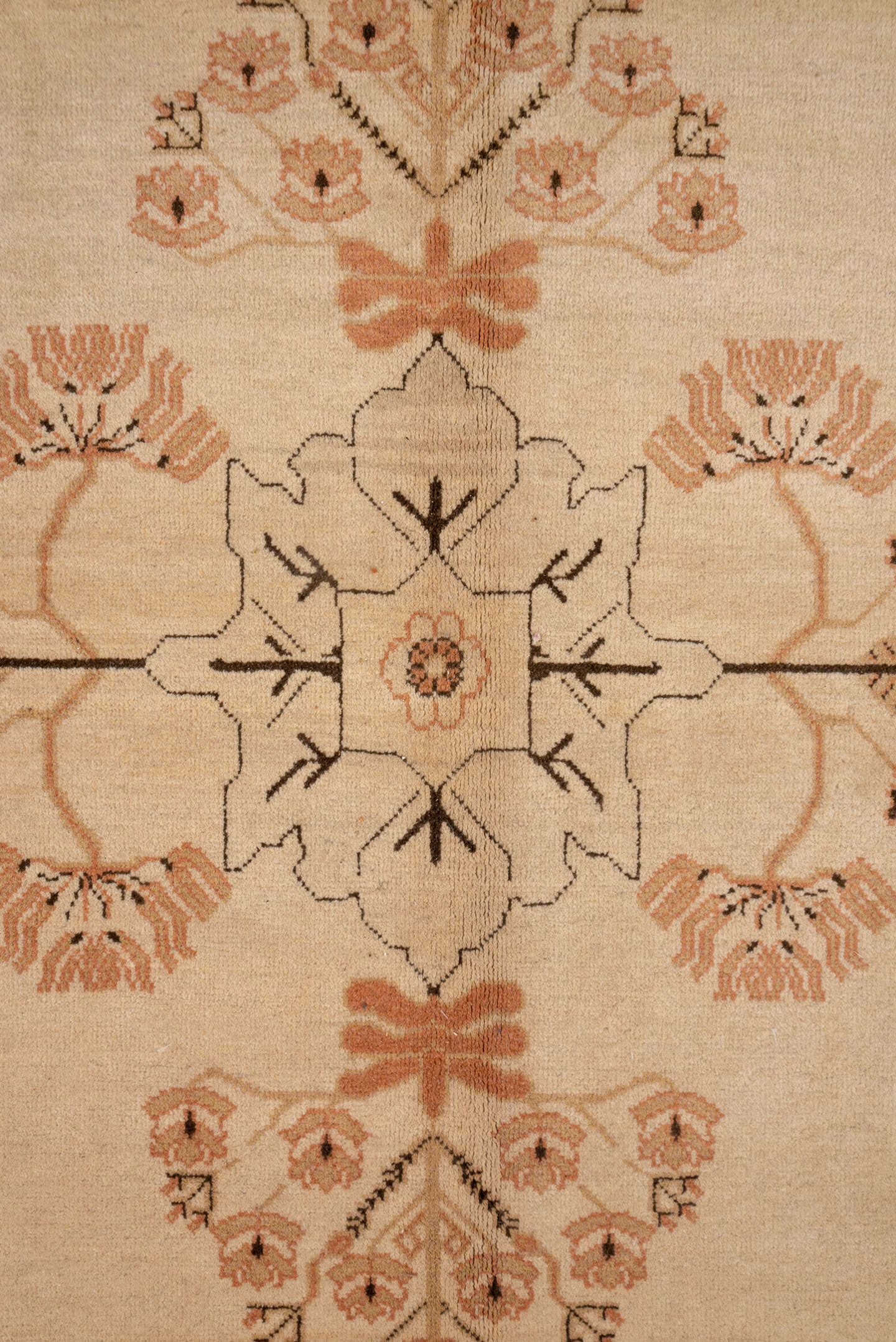 10' x 13' one-of-a-kind handmade vintage Oushak large size rug. Color palette: ivory, beige, blush, sage, terra cotta, taupe