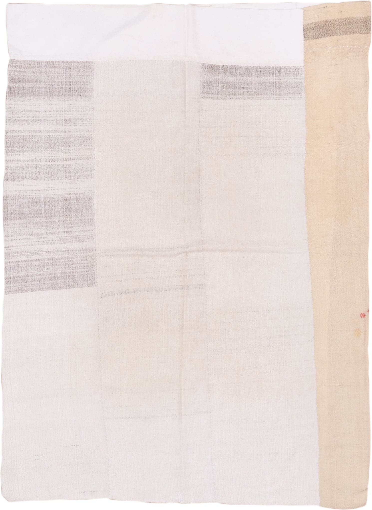 4' x 6' one-of-a-kind handmade vintage Flatweave small size rug. Color palette: ivory, cream, taupe, light_gray, beige, gray