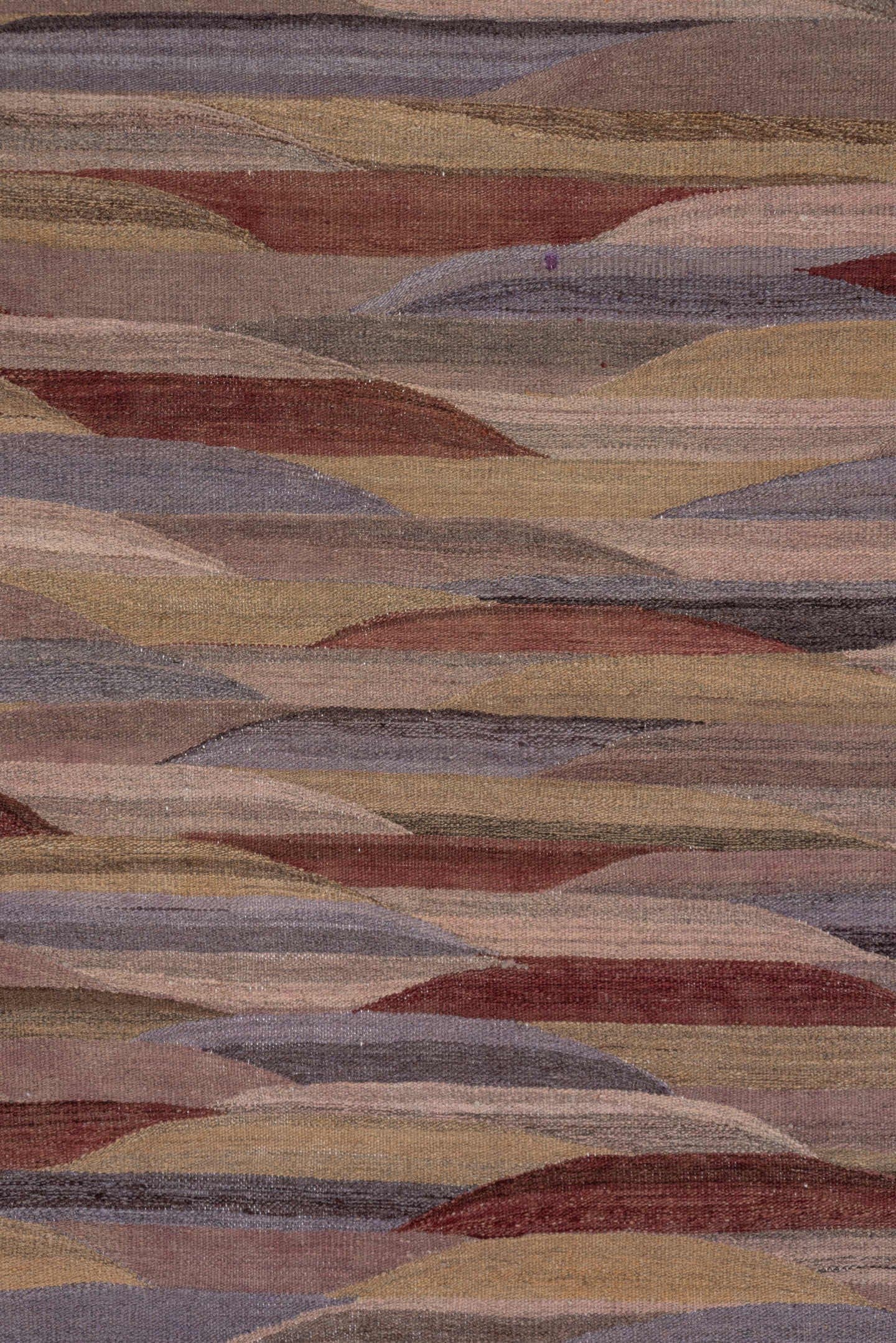 7' x 8' one-of-a-kind handmade vintage Kilim rug. Color palette: taupe, mauve, rose, dusty lavender, muted gold, rust, beige