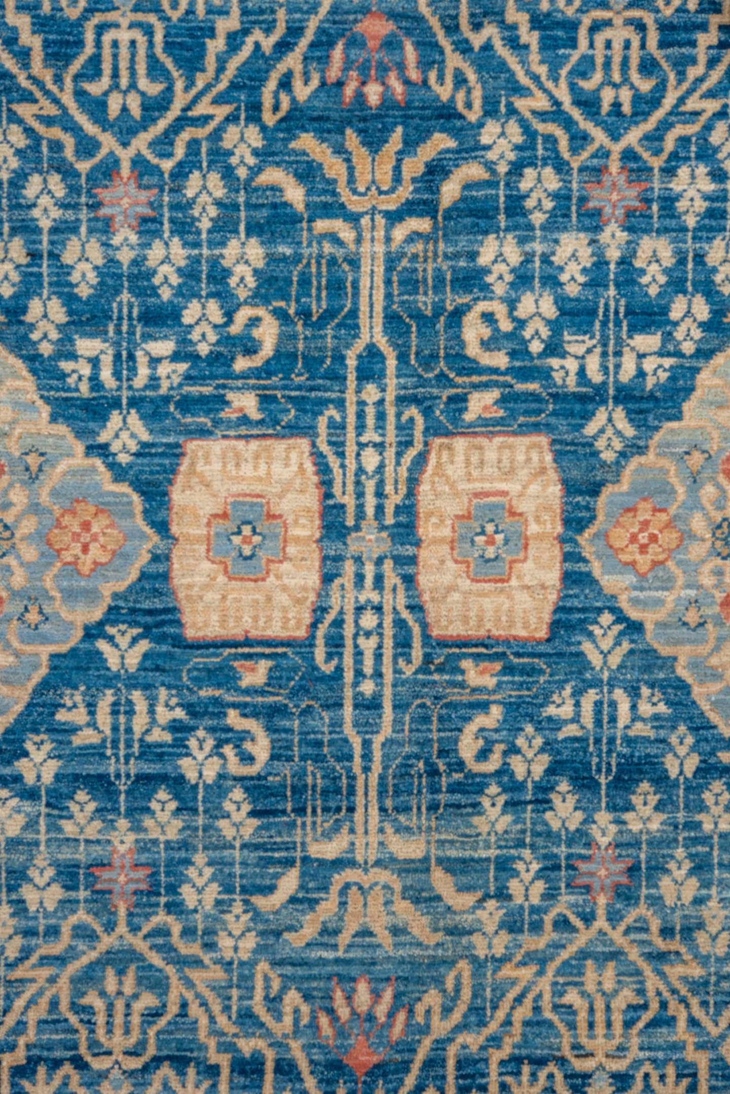 8' x 11' one-of-a-kind handmade vintage Afghan large size rug. Color palette: turquoise, ivory, sky blue, beige, sand, teal