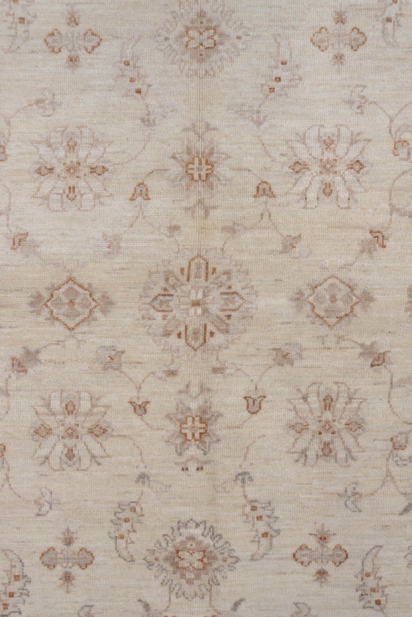 6' x 9' one-of-a-kind handmade vintage Afghan medium size rug. Color palette: ivory, beige, taupe, camel, sand, light brown