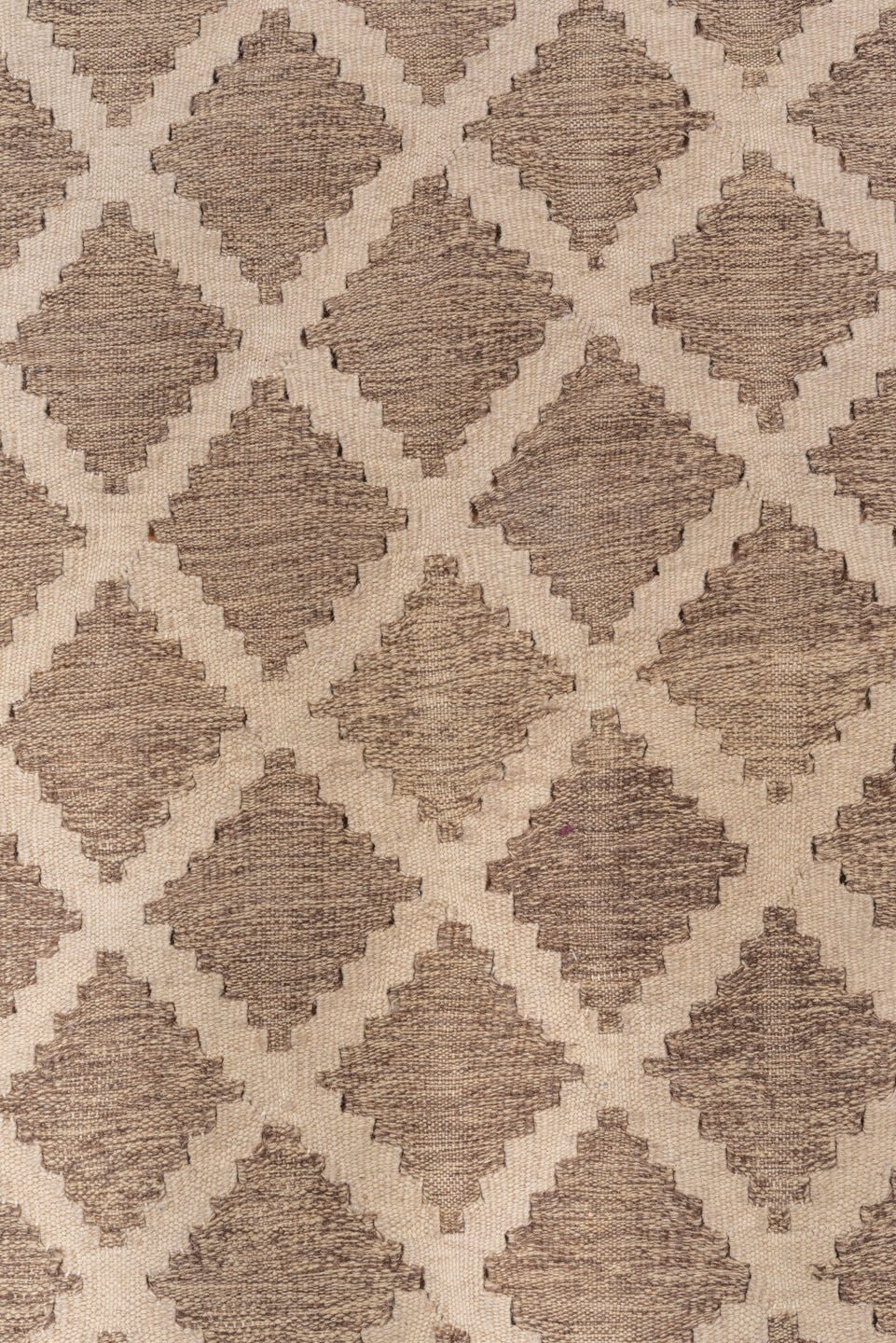 3' x 5' one-of-a-kind handmade vintage Kilim small size rug. Color palette: ivory, taupe, beige, gray