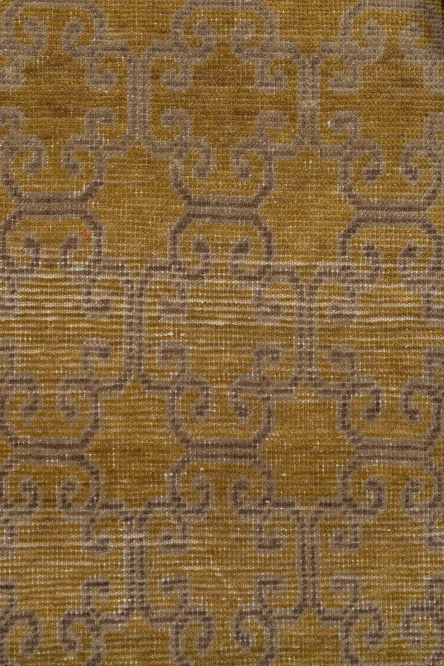 2' x 8' one-of-a-kind handmade antique Khotan runner rug. Color palette: gold, camel, taupe, ivory, beige, gray