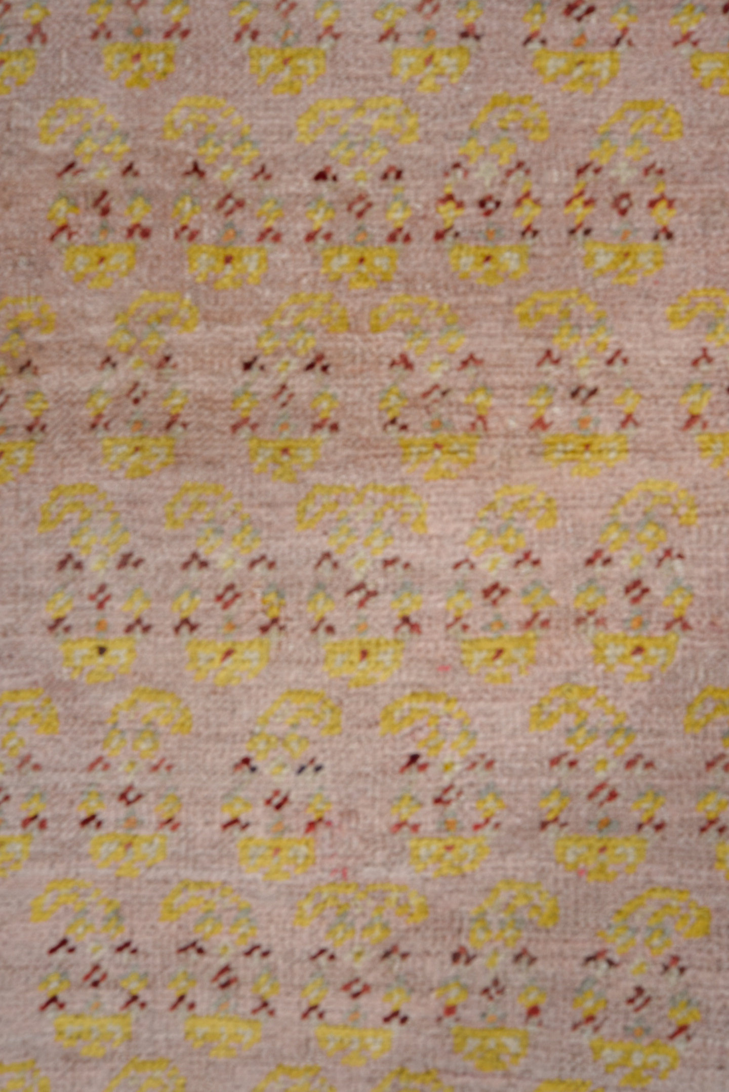 3' x 11' one-of-a-kind handmade antique Oushak runner rug. Color palette: ivory, blush, gold, rose, rust, taupe, pink, red