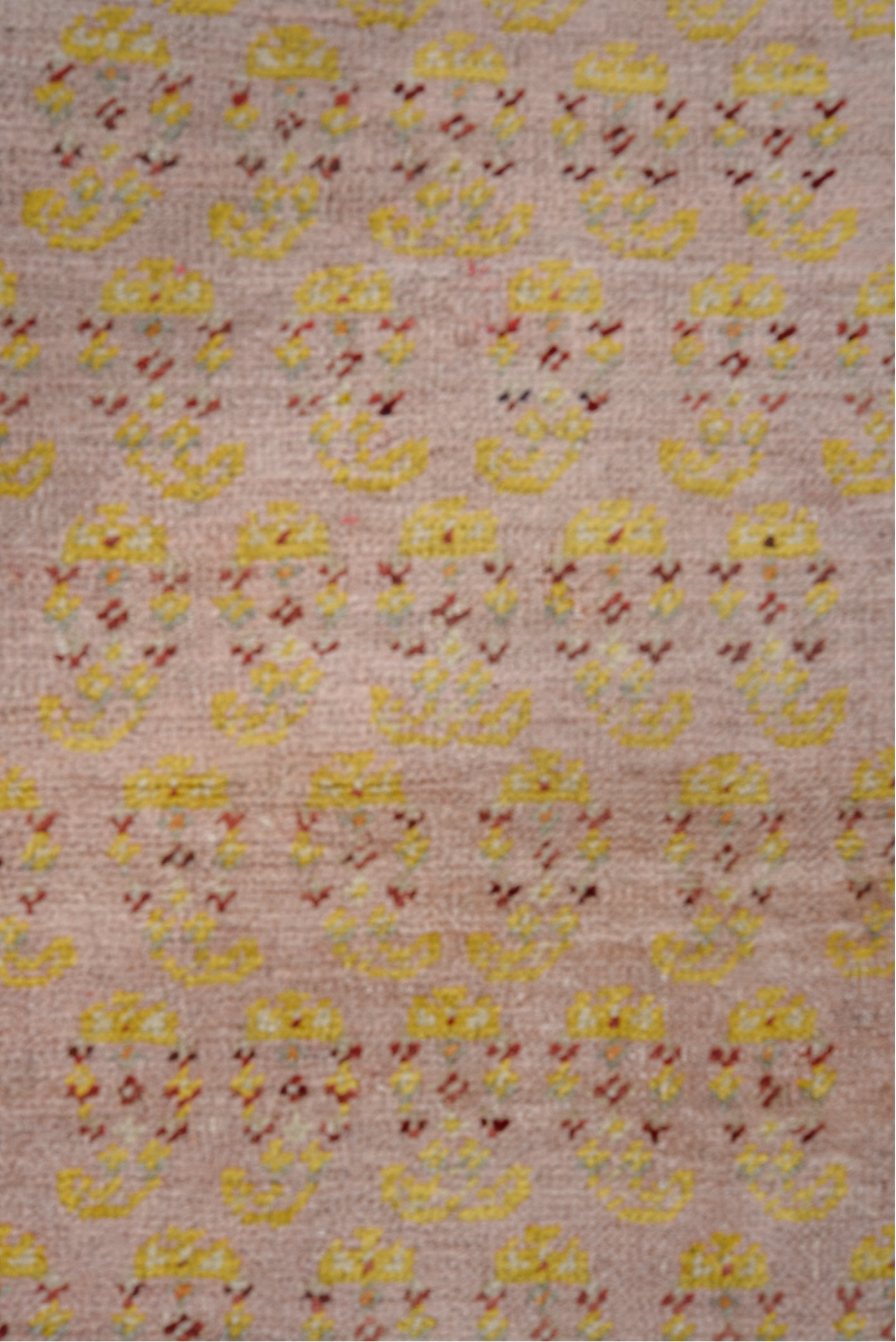 3' x 11' one-of-a-kind handmade antique Oushak runner rug. Color palette: ivory, blush, gold, rose, rust, taupe, pink, red