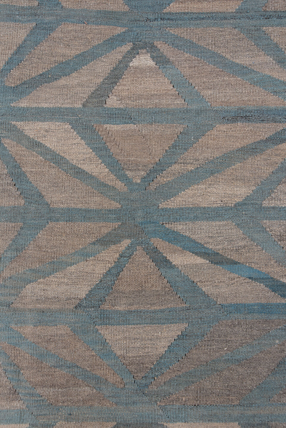 10' x 12' one-of-a-kind handmade vintage Kilim large size rug. Color palette: blue_gray, taupe, slate, dusty_rose, ivory