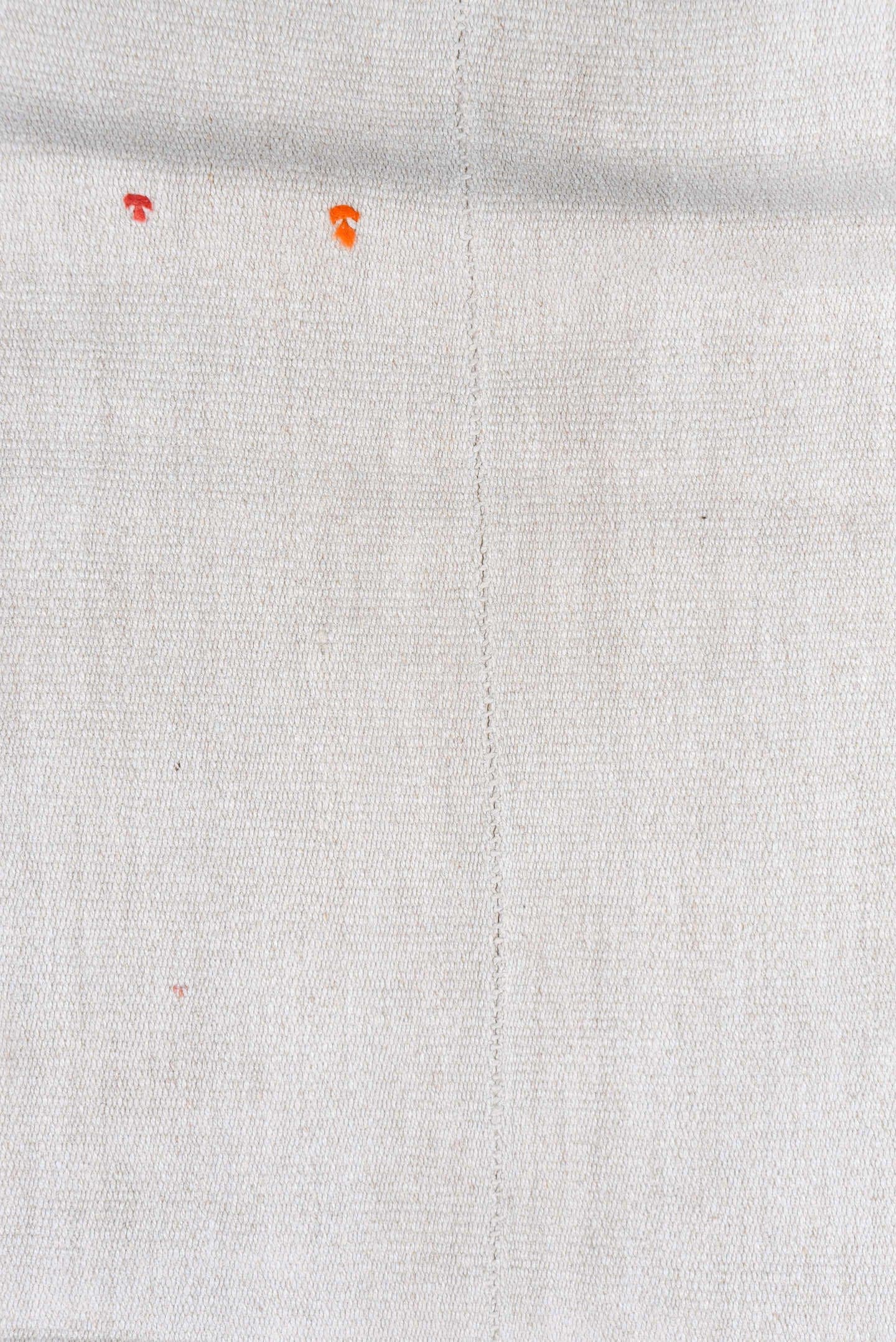 7' x 8' one-of-a-kind handmade vintage Hemp Kilim rug. Color palette: ivory, cream, taupe, rust, orange, brown, pale peach