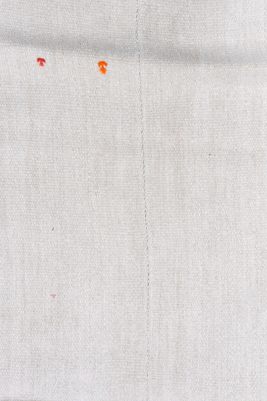 7' x 8' one-of-a-kind handmade vintage Hemp Kilim rug. Color palette: ivory, cream, taupe, rust, orange, brown, pale peach