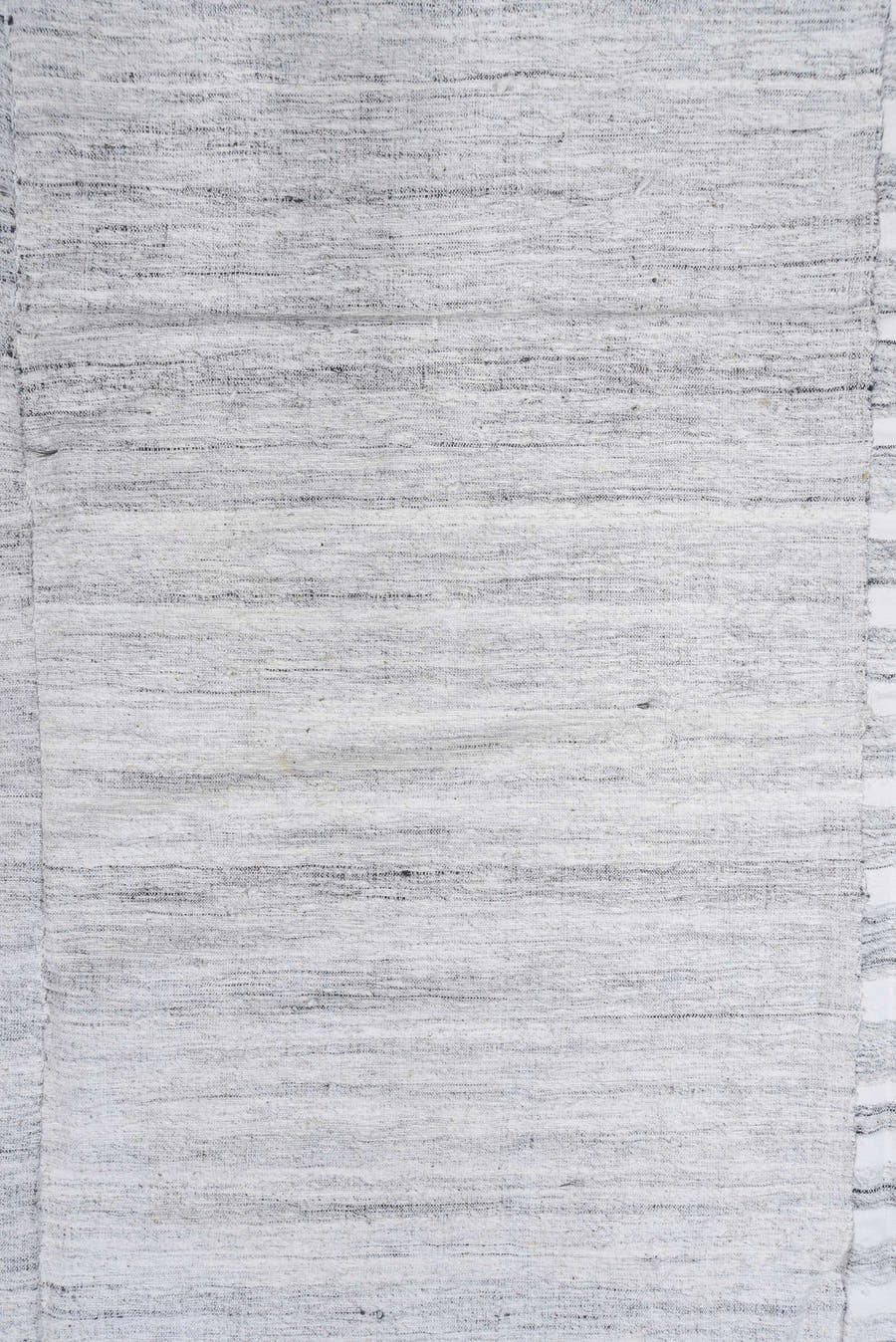 7' x 11' one-of-a-kind handmade vintage Hemp Kilim large size rug. Color palette: ivory, pale blue, light gray, light blue