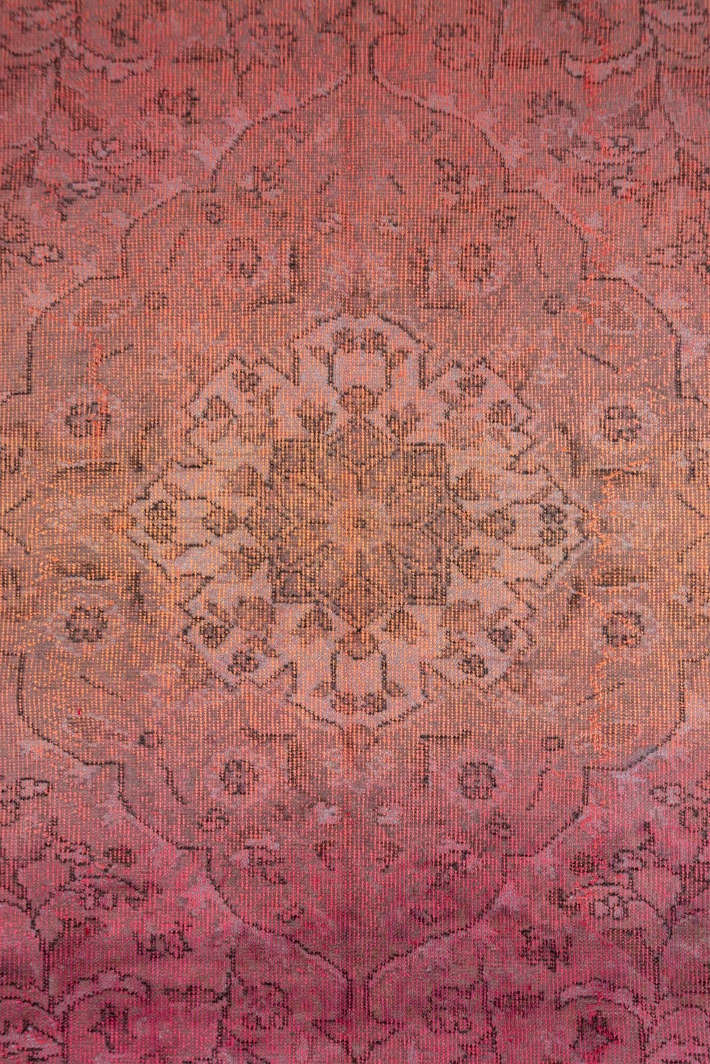 5' x 9' one-of-a-kind handmade vintage Sparta medium size rug. Color palette: rose, blush, apricot, gold, terra cotta, taupe