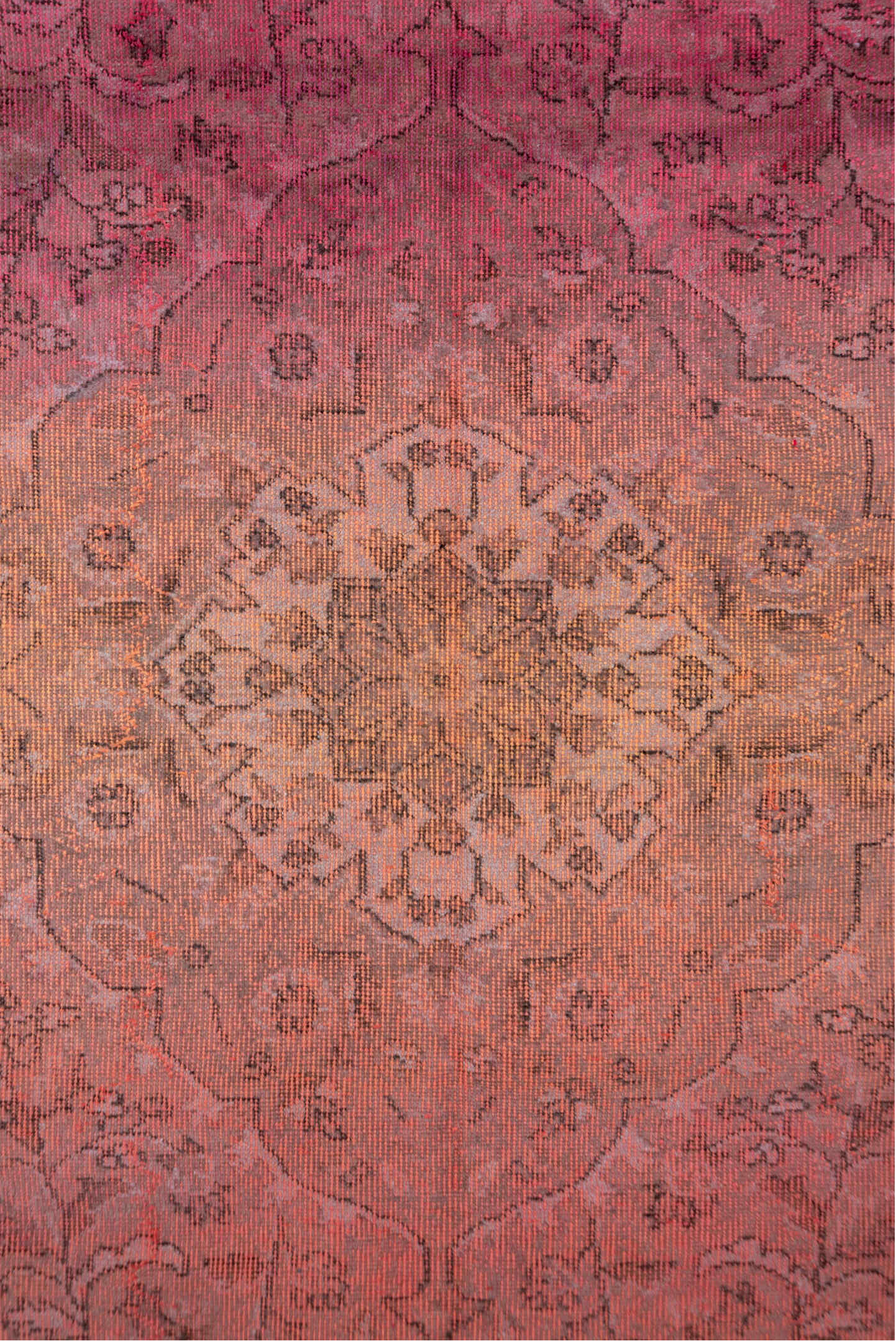 5' x 9' one-of-a-kind handmade vintage Sparta medium size rug. Color palette: brown, off-white, orange, pink, red