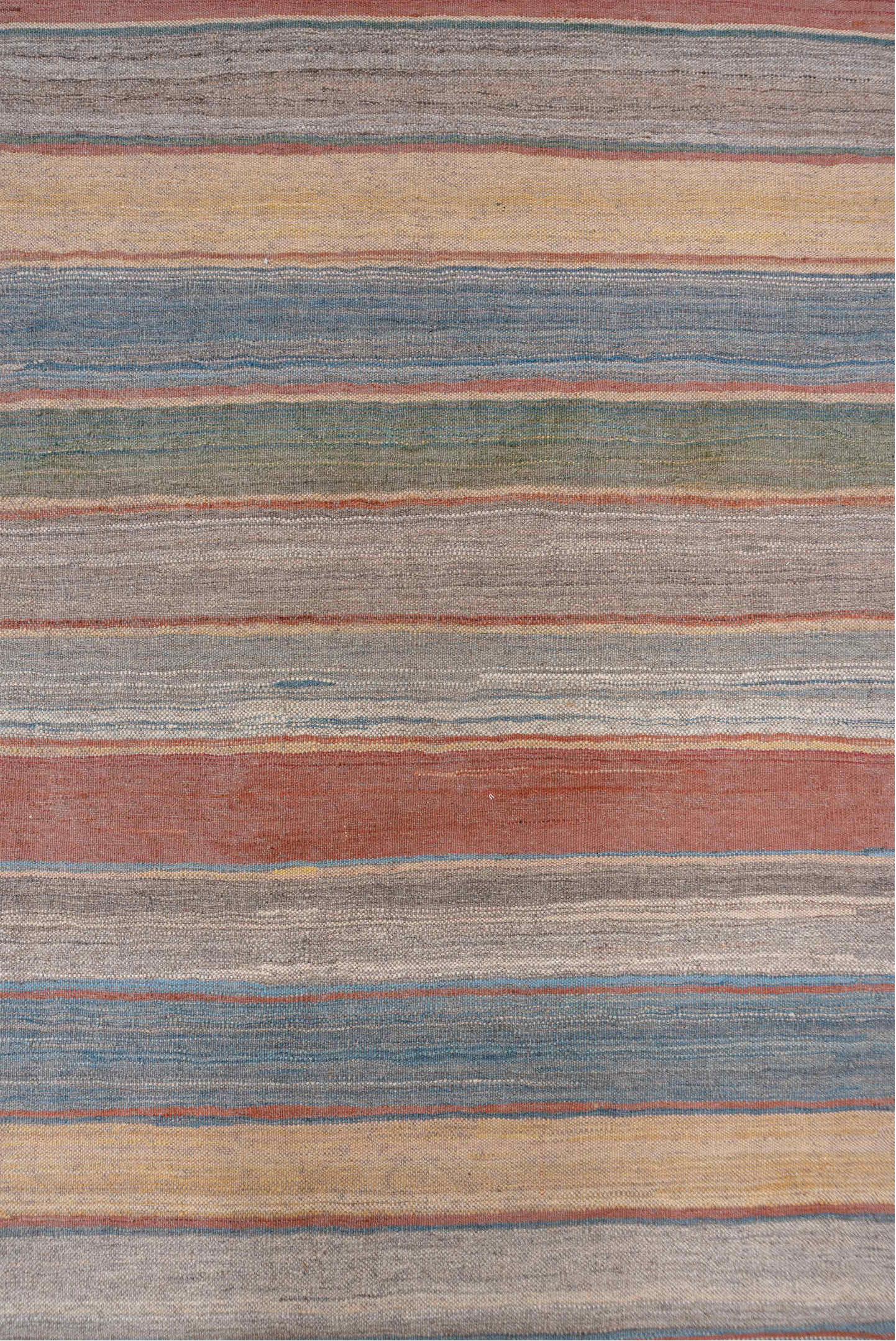 8' x 11' one-of-a-kind handmade vintage Kilim large size rug. Color palette: brown, gray, light gray, off-white, orange