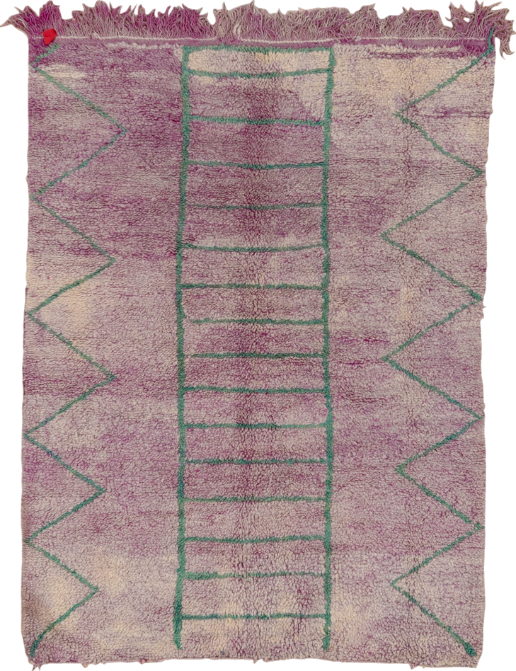 5' x 6' one-of-a-kind handmade vintage Moroccan rug. Color palette: brown, gray, light gray, pink, red