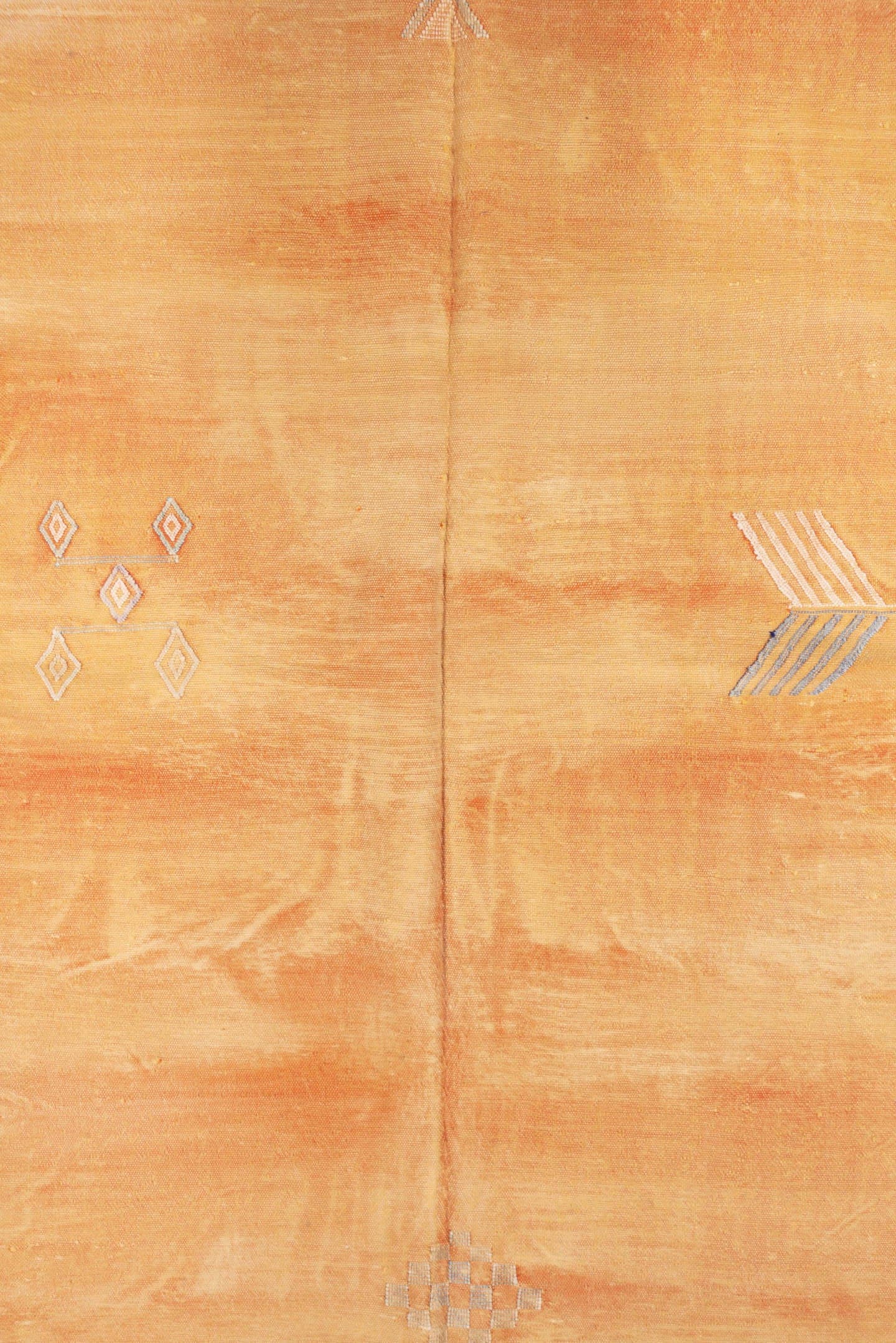 6' x 8' one-of-a-kind handmade vintage Cactus Kilim medium size rug. Color palette: peach, apricot, terra cotta, ivory