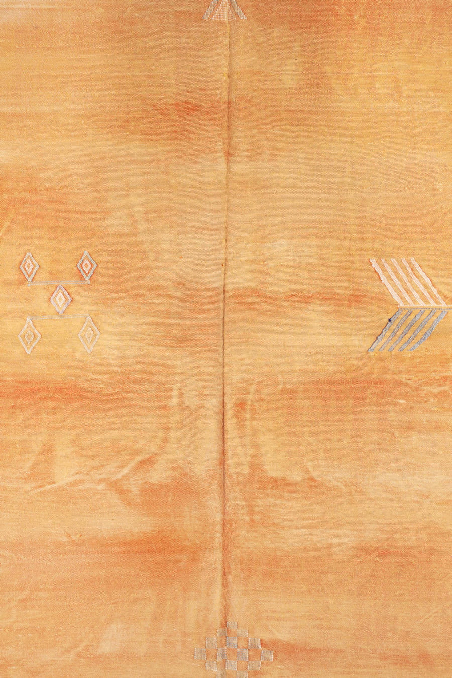 6' x 8' one-of-a-kind handmade vintage Cactus Kilim medium size rug. Color palette: peach, apricot, terra cotta, ivory