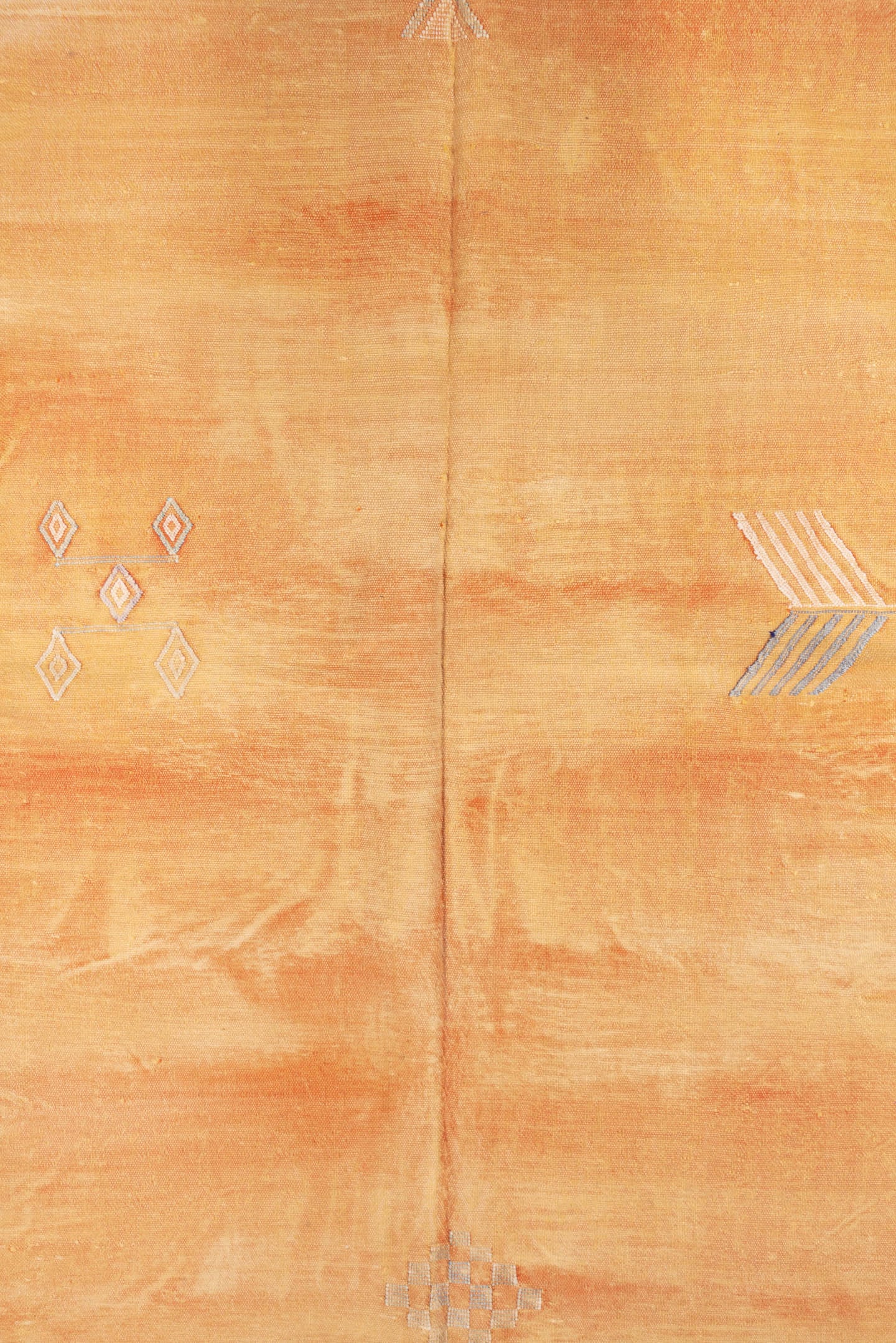 6' x 8' one-of-a-kind handmade vintage Cactus Kilim medium size rug. Color palette: peach, apricot, terra cotta, ivory