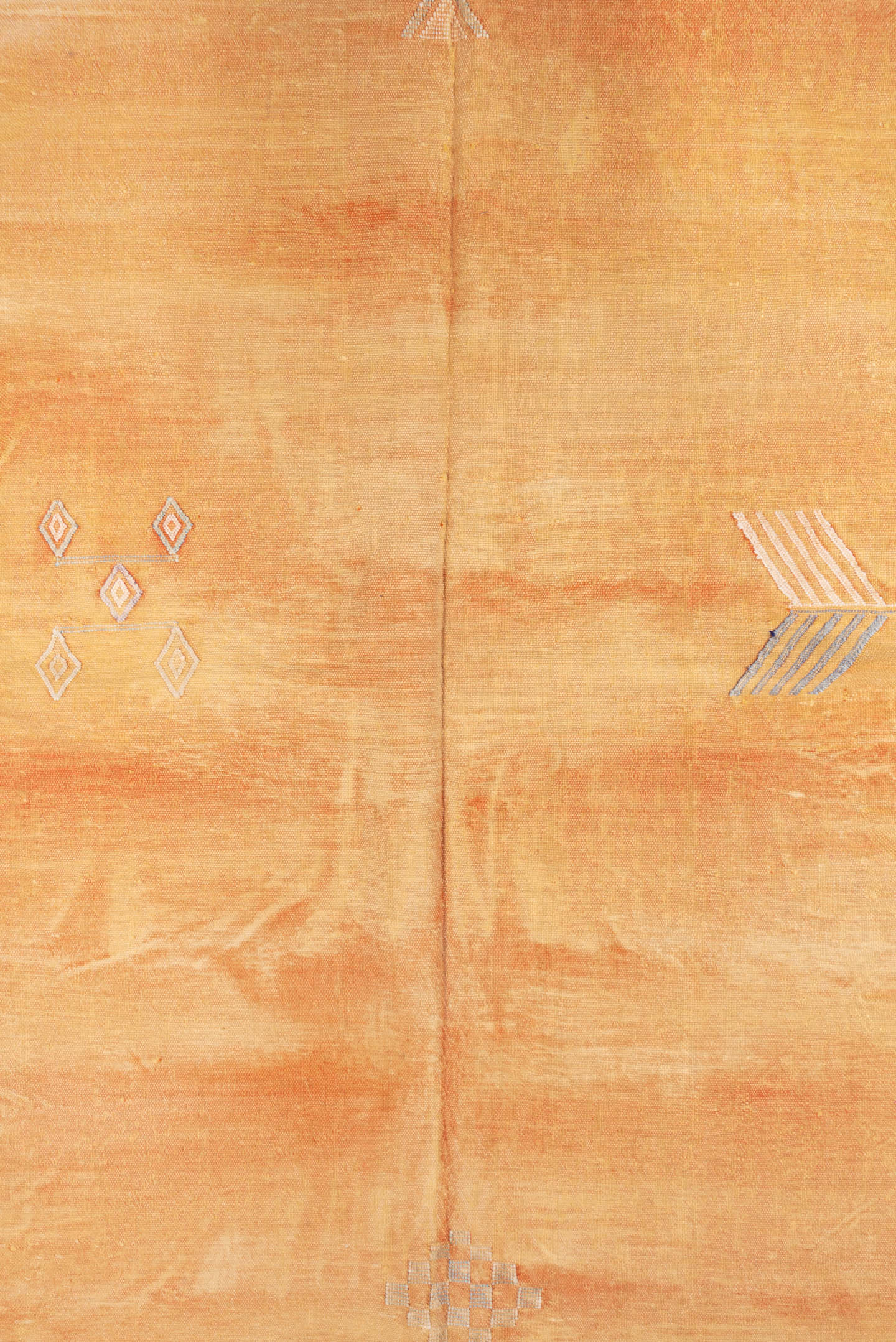 6' x 8' one-of-a-kind handmade vintage Cactus Kilim medium size rug. Color palette: peach, apricot, terra cotta, ivory