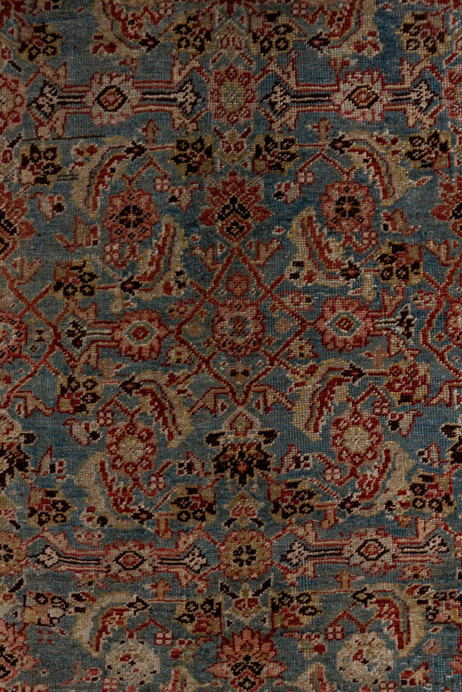3' x 14' one-of-a-kind handmade antique Bidjar runner rug. Color palette: blue, ivory, rust, brown, terracotta, charcoal