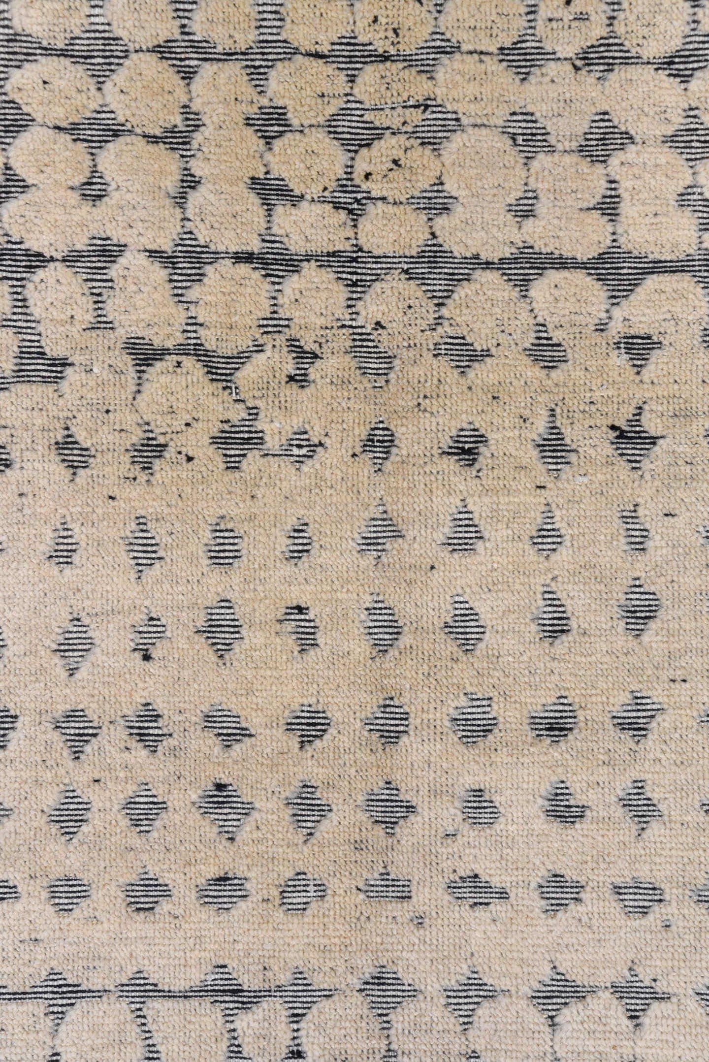 5' x 8' one-of-a-kind handmade handmade Modern medium size rug. Color palette: ivory, slate, gray, charcoal, black