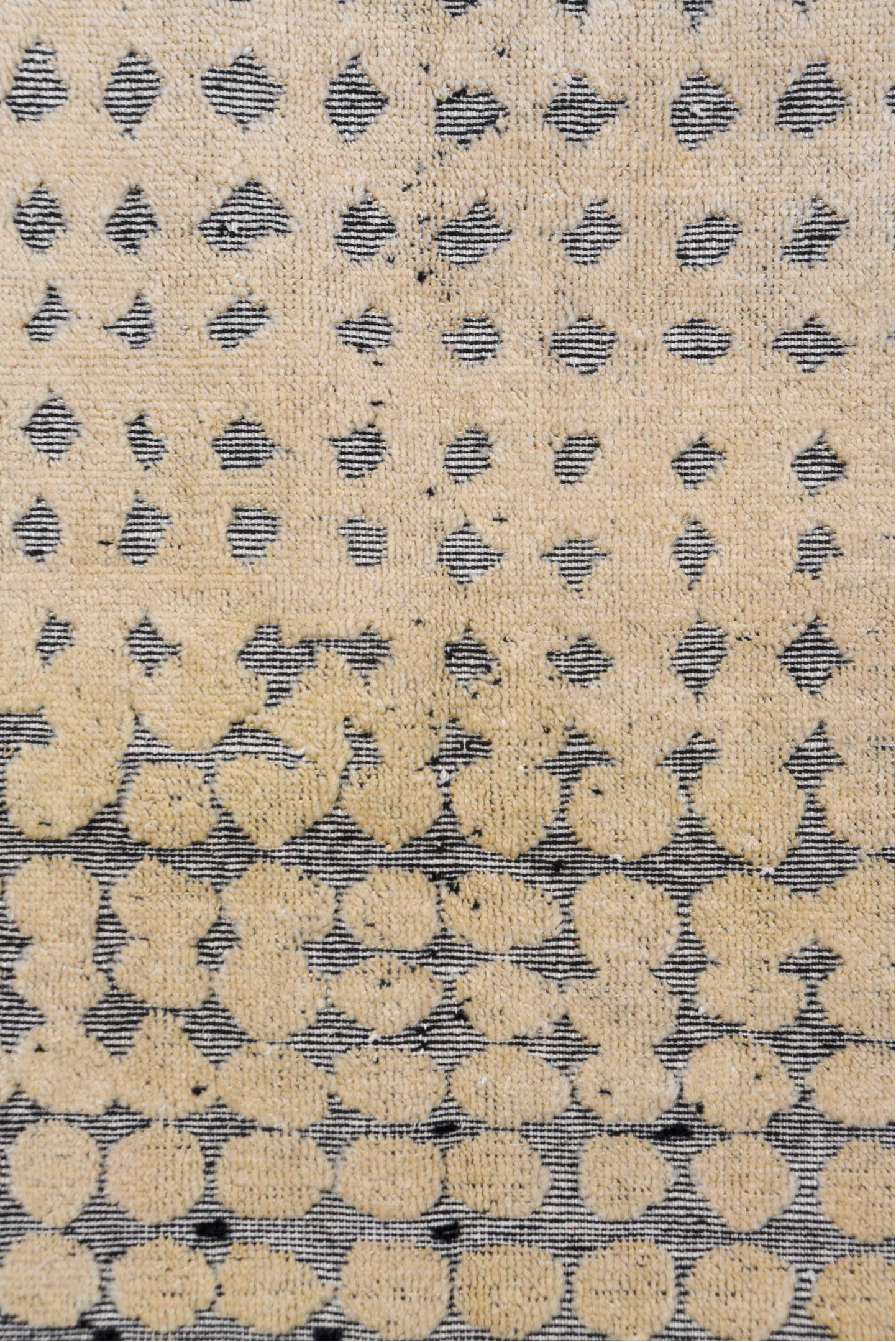 5' x 8' one-of-a-kind handmade handmade Modern medium size rug. Color palette: ivory, slate, charcoal, cream, rose, gray