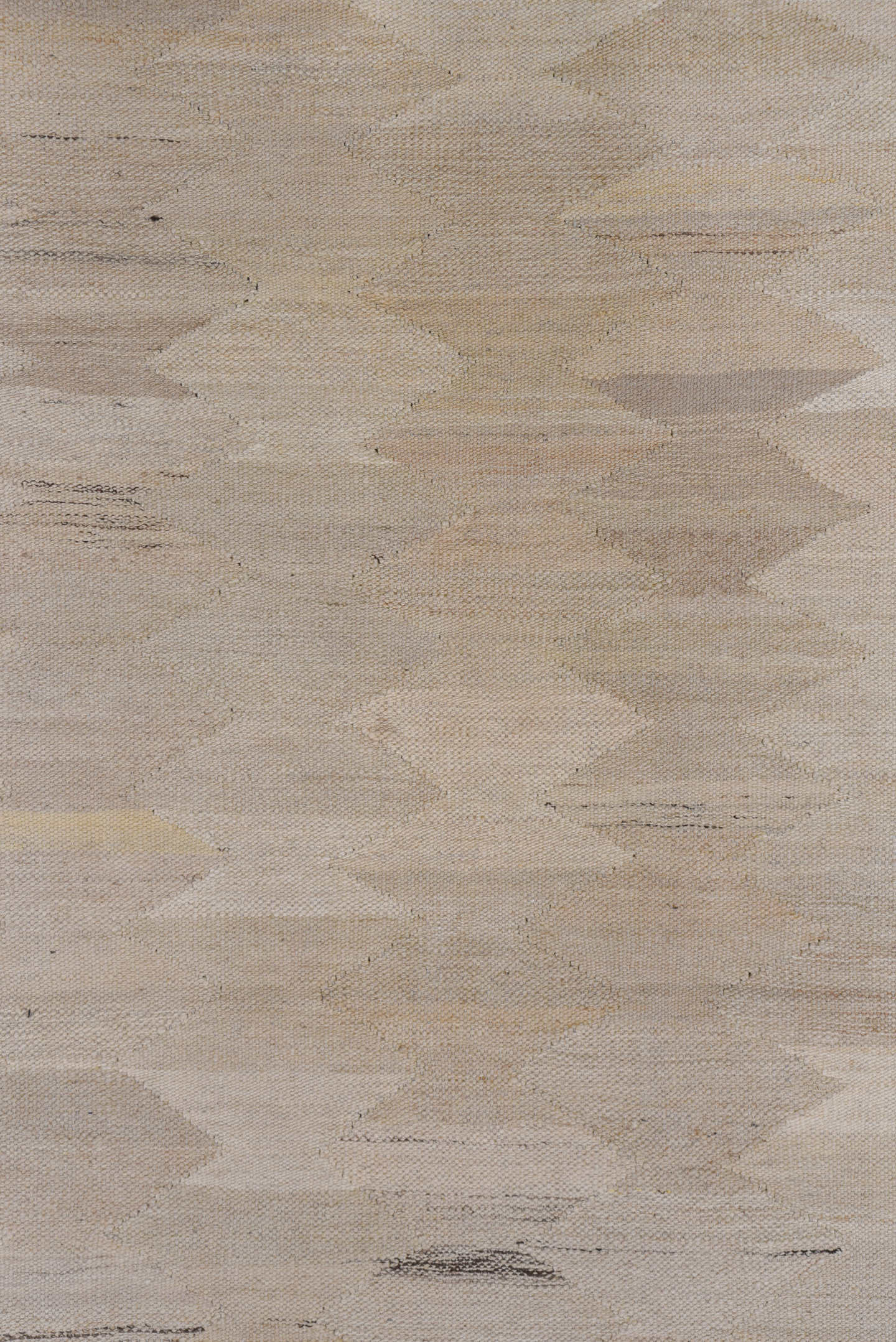 3' x 13' one-of-a-kind handmade vintage Kilim runner rug. Color palette: taupe, ivory, cream, pale_gray, beige, charcoal