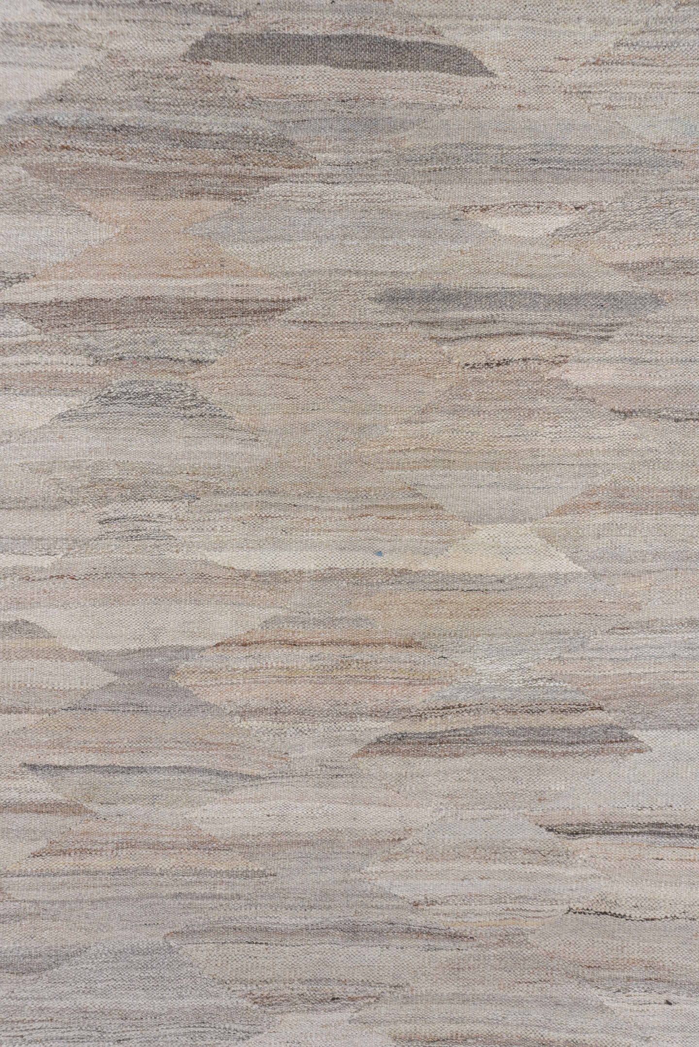 8' x 12' one-of-a-kind handmade vintage Kilim large size rug. Color palette: ivory, taupe, beige, cream, greige, stone, gray