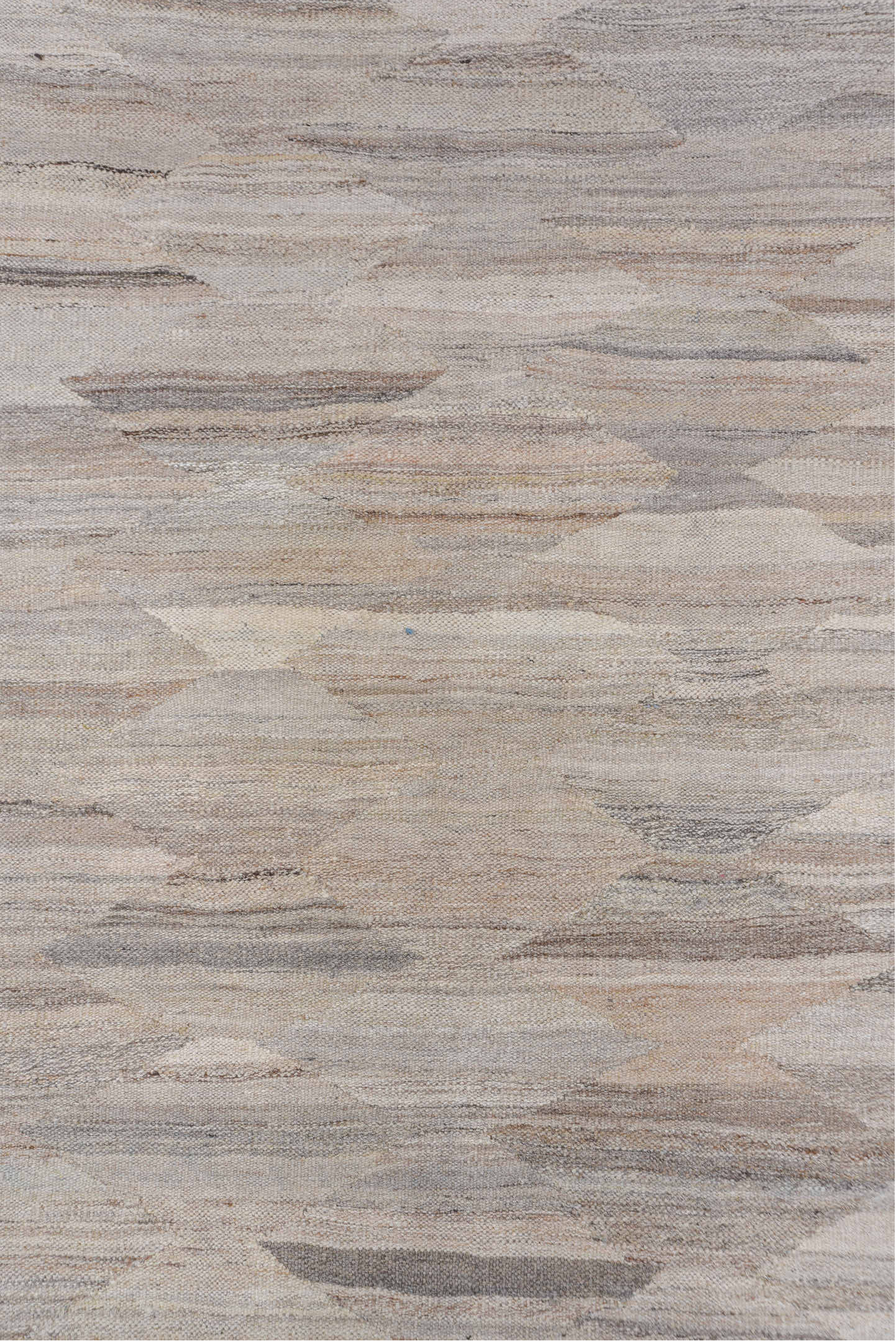 8' x 12' one-of-a-kind handmade vintage Kilim large size rug. Color palette: ivory, taupe, beige, cream, greige, stone, gray