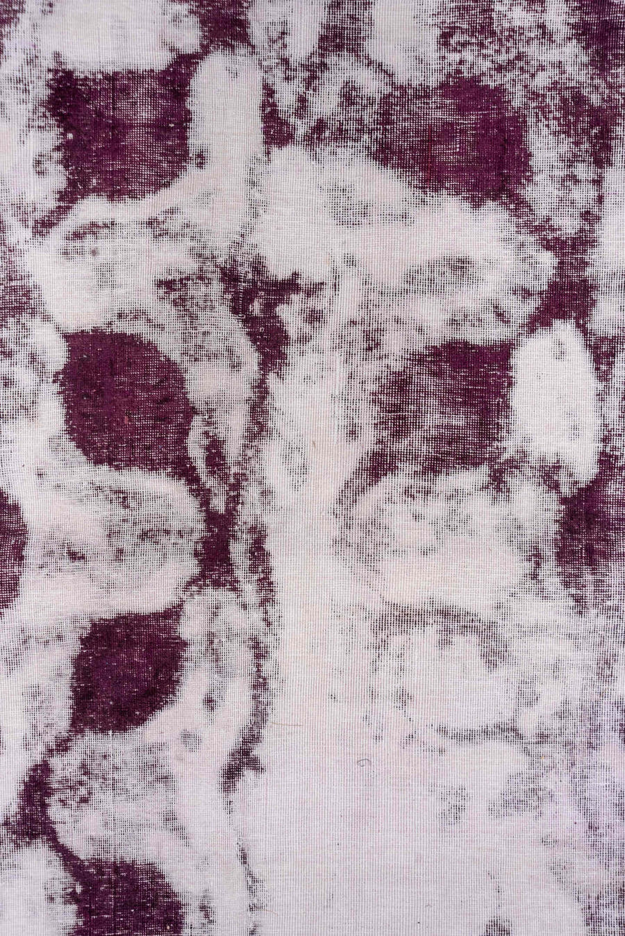 9' x 12' one-of-a-kind handmade vintage Overdyed large size rug. Color palette: ivory, plum, rose, taupe, pink, purple, red