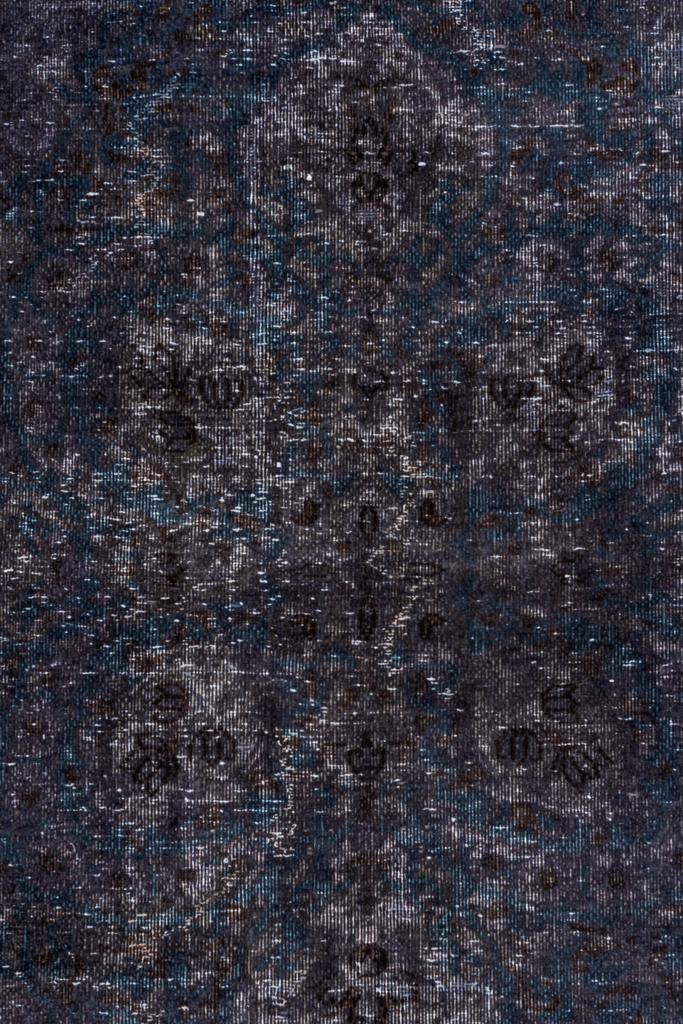 10' x 12' one-of-a-kind handmade antique Overdyed large size rug. Color palette: charcoal, indigo, slate, teal, ink, blue