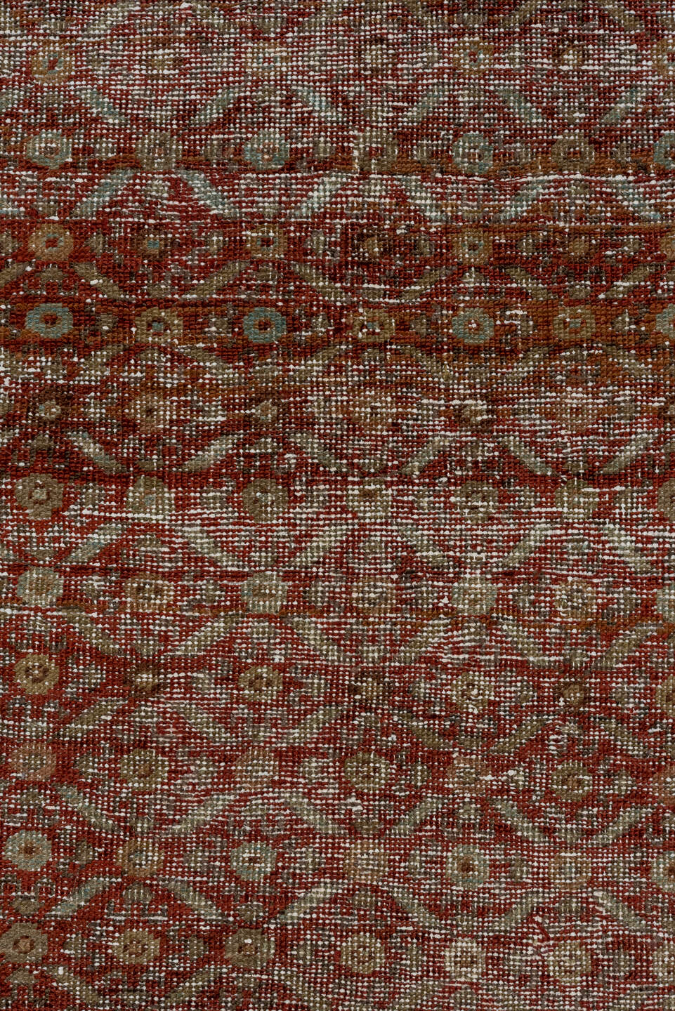 2' x 10' one-of-a-kind handmade antique NW Persian runner rug. Color palette: taupe, rust, terra cotta, brown, ivory