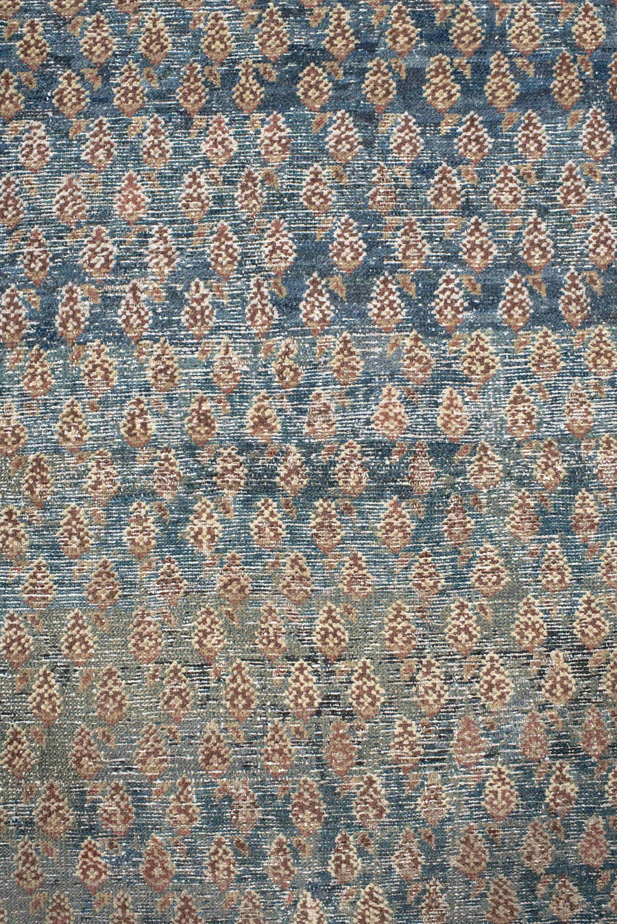 9' x 10' one-of-a-kind handmade vintage Mahal large size rug. Color palette: blue, ivory, rust, taupe, rose, brown
