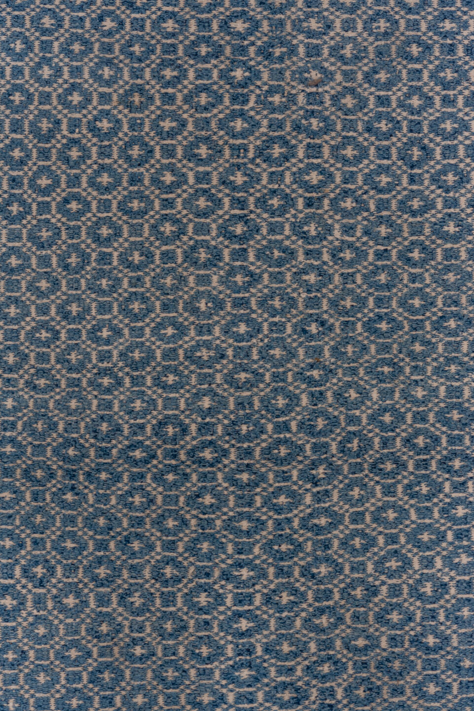 10' x 17' one-of-a-kind handmade antique Kilim rug. Color palette: blue, rose, ivory, pink, red