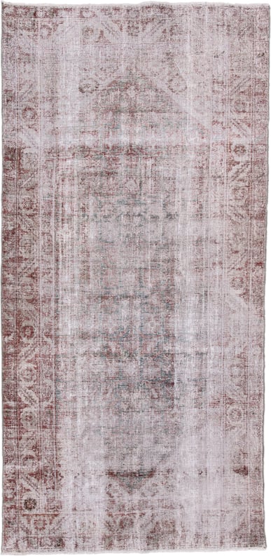 4' x 9' one-of-a-kind handmade antique Malayer runner rug. Color palette: rose, ivory, dusty blue, taupe, blush, faded rust