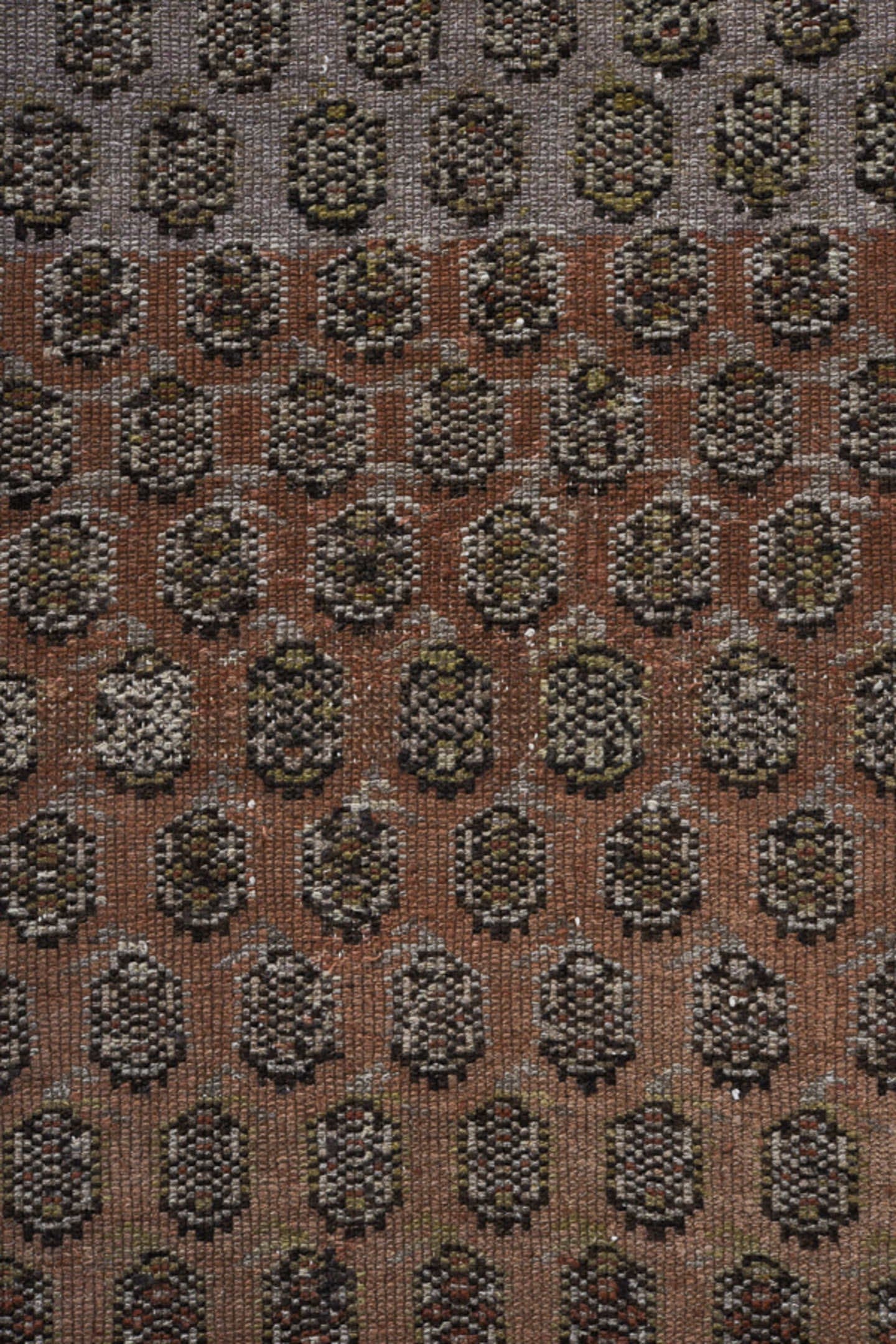 3' x 14' one-of-a-kind handmade antique Malayer runner rug. Color palette: ivory, rust, charcoal, taupe, camel, brown, slate