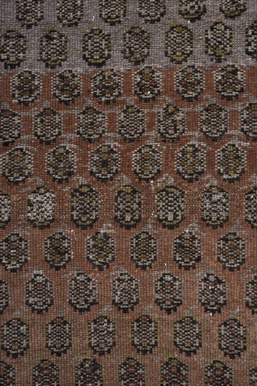 3' x 14' one-of-a-kind handmade antique Malayer runner rug. Color palette: ivory, rust, charcoal, taupe, camel, brown, slate