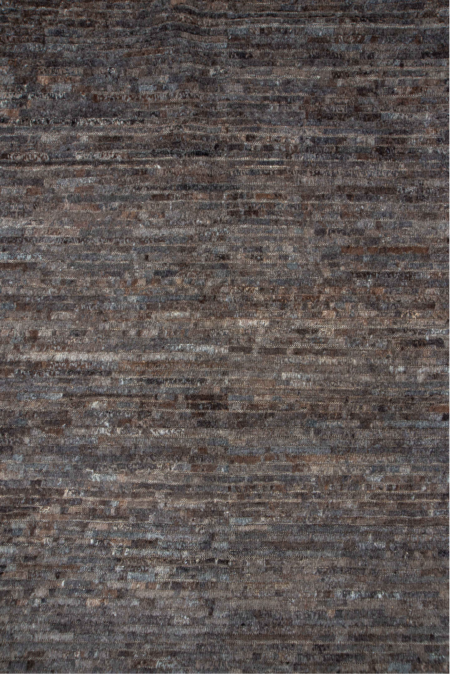 9' x 12' one-of-a-kind handmade vintage Tulu large size rug. Color palette: black, brown, gray, pink