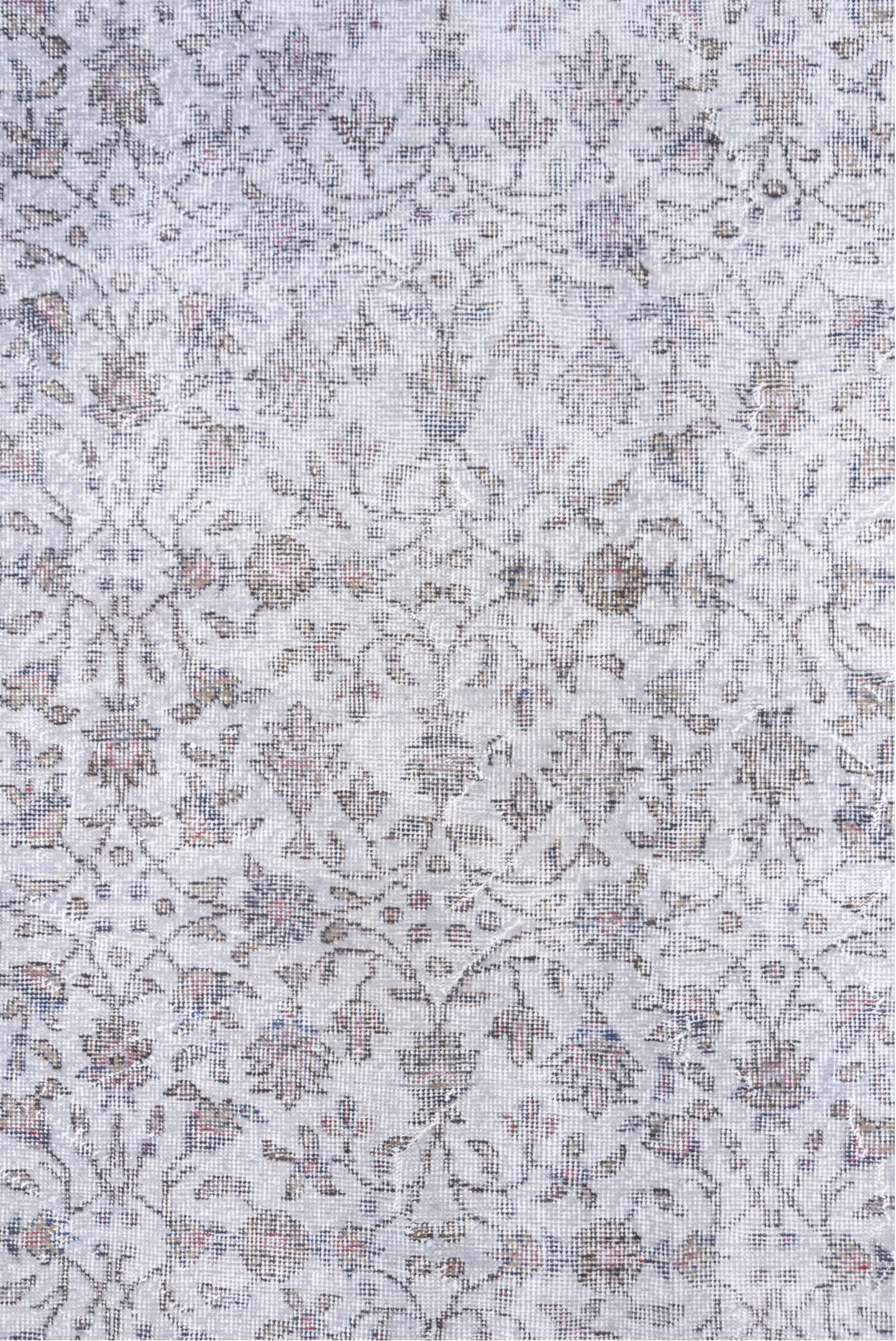 5' x 9' one-of-a-kind handmade vintage Overdyed medium size rug. Color palette: ivory, blush, taupe, rose, beige