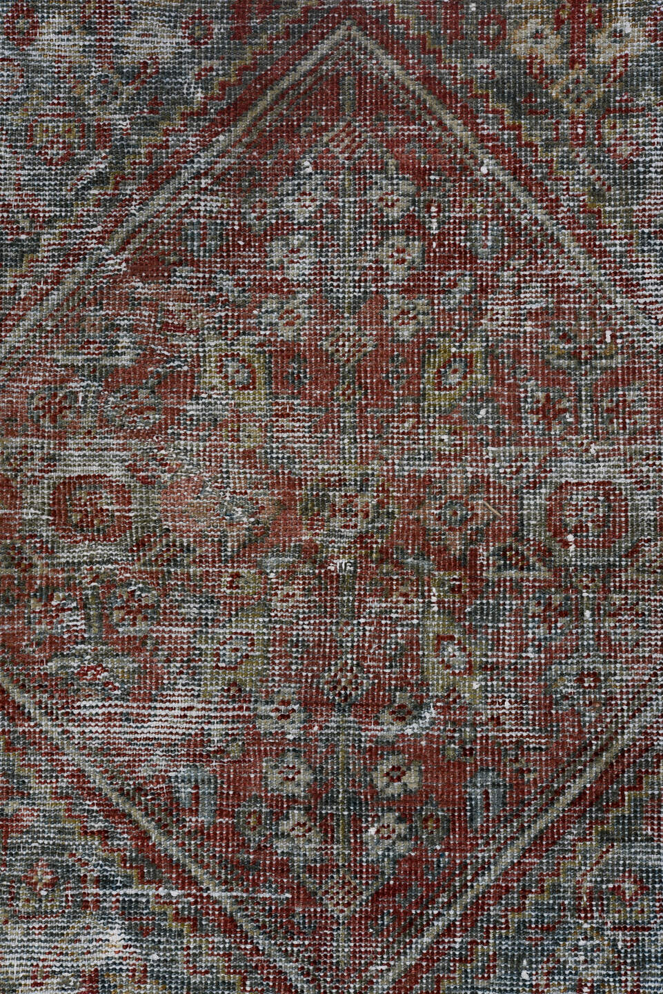 4' x 6' one-of-a-kind handmade antique Mahal small size rug. Color palette: rust, teal, ivory, rose, sage, taupe, burgundy