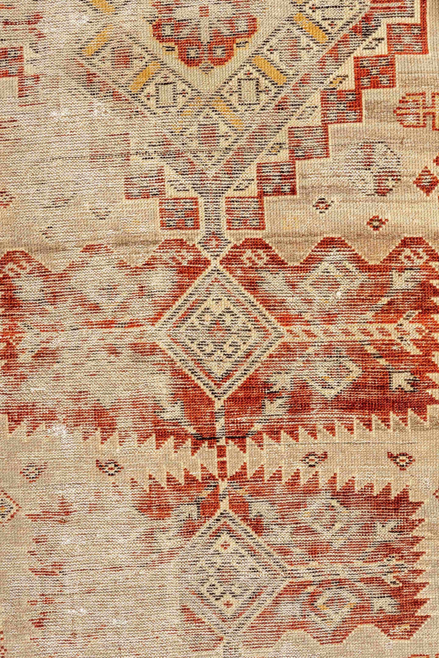 4' x 6' one-of-a-kind handmade antique Shirvan small size rug. Color palette: ivory, rust, camel, taupe, gold, brown