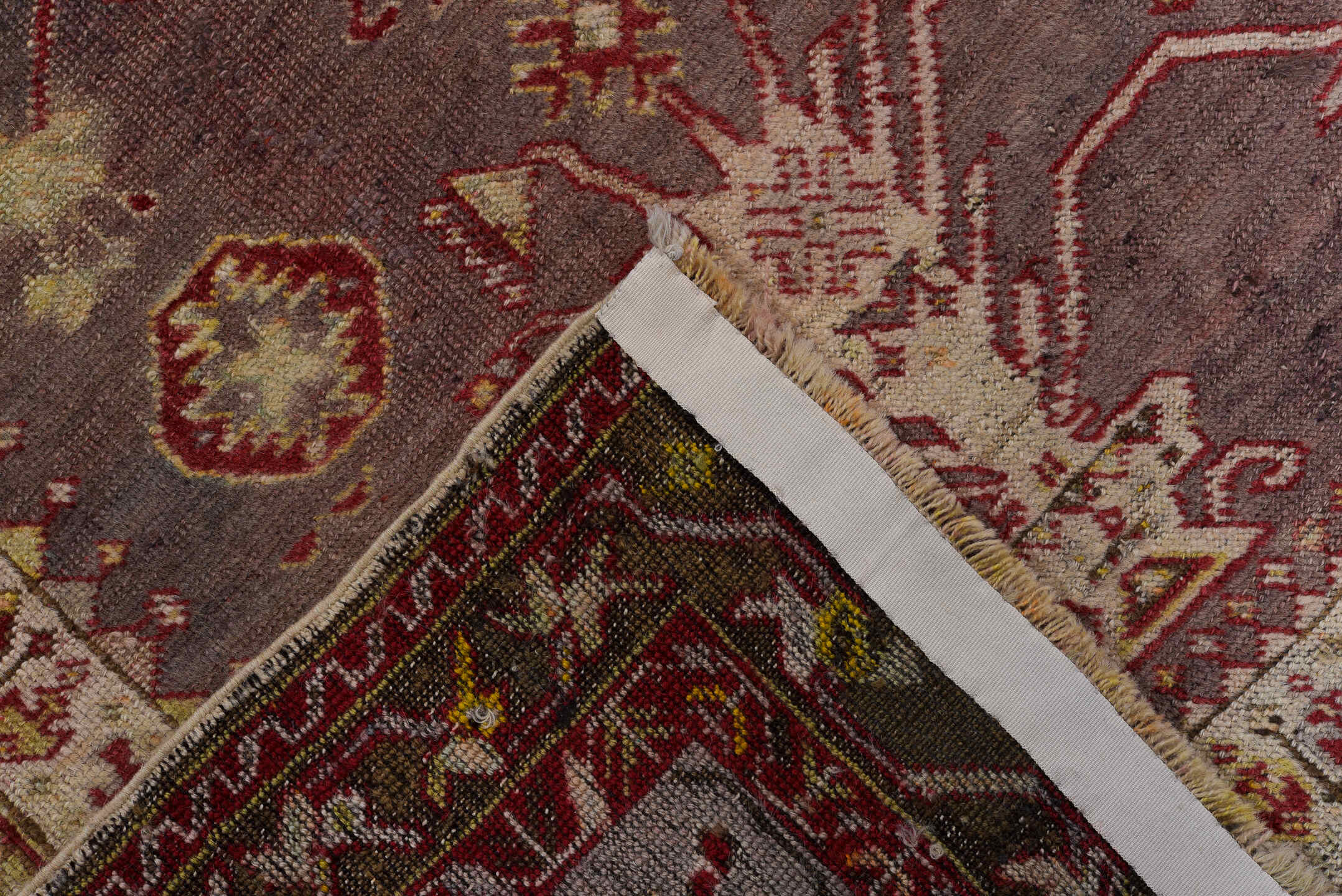 4' x 5' one-of-a-kind handmade vintage Anatol small size rug. Color palette: brown, gray, light gray, off-white, orange