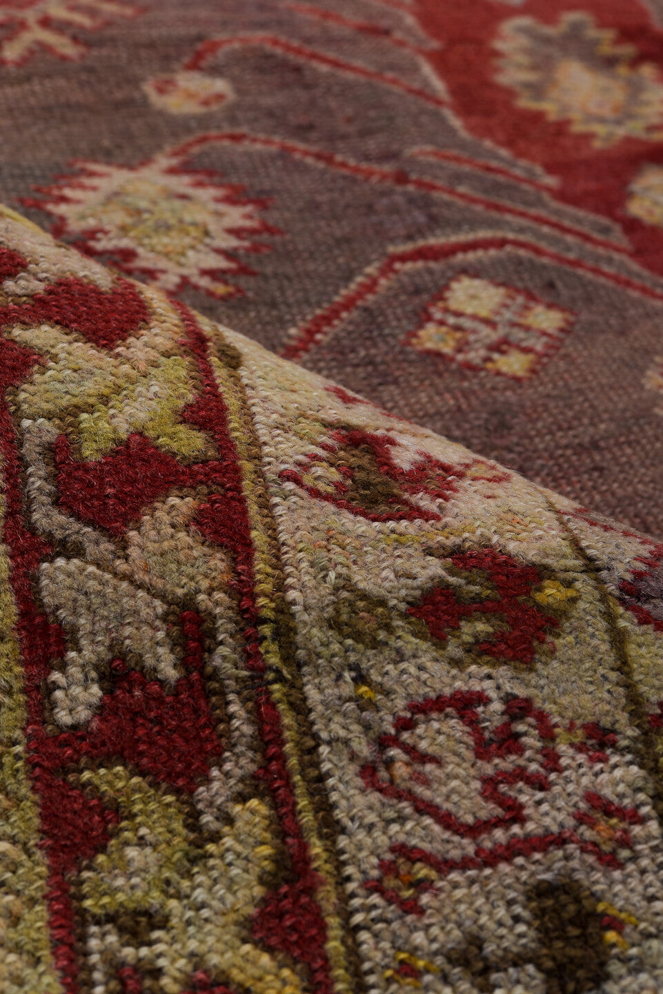 4' x 5' one-of-a-kind handmade vintage Anatol small size rug. Color palette: brown, gray, light gray, off-white, orange