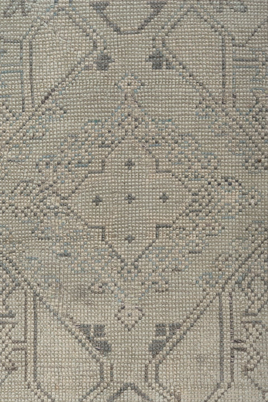 3' x 5' one-of-a-kind handmade antique Oushak small size rug. Color palette: ivory, taupe, sage, olive, charcoal, beige